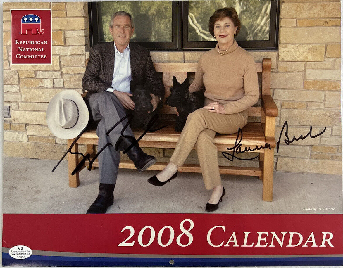 George W Bush & Laura Lane Bush Rare Signed Autographed 2008 Calendar VSA COA