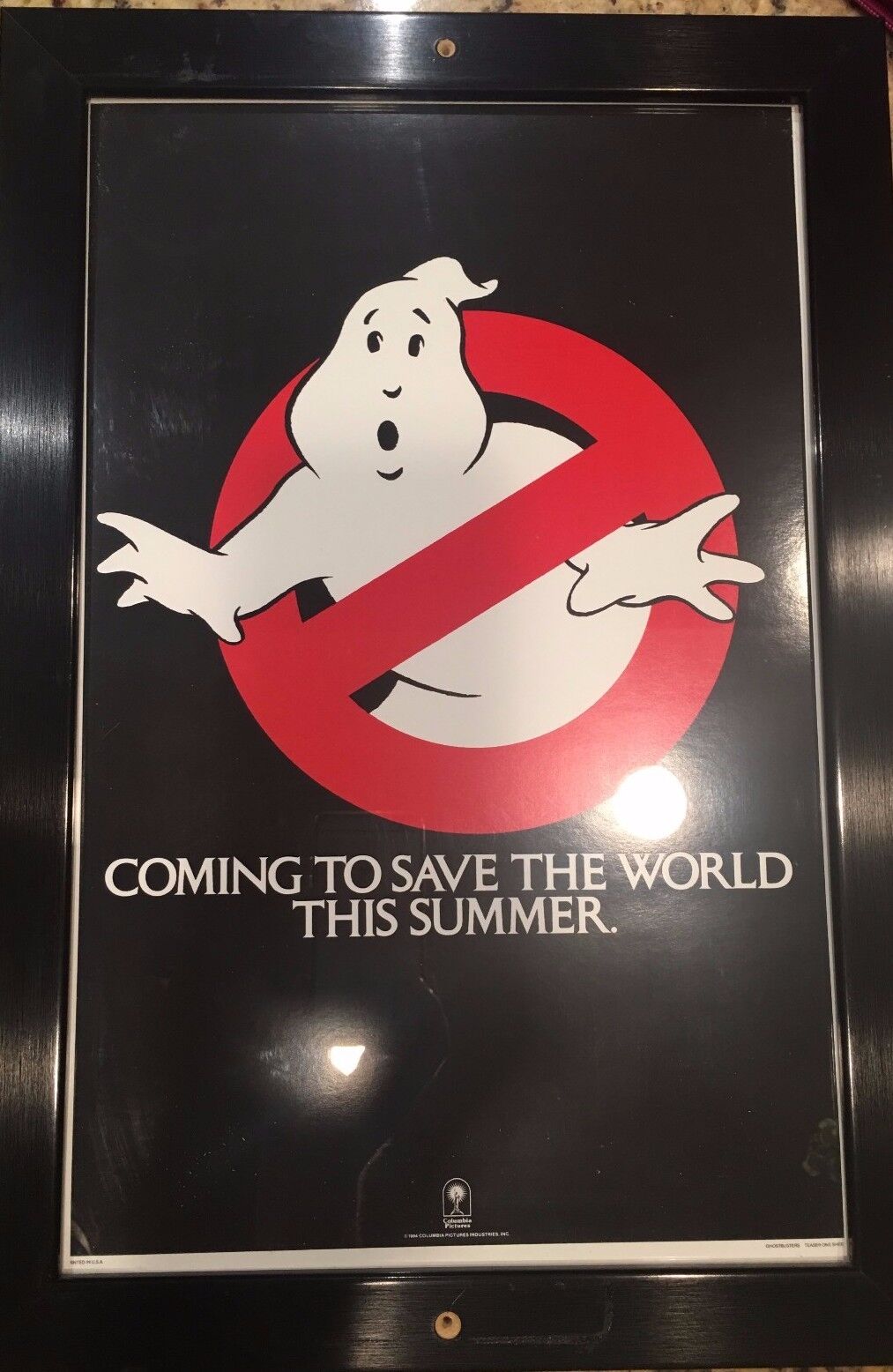 Framed 1984 GHOSTBUSTERS teaser advertisement - Great condition