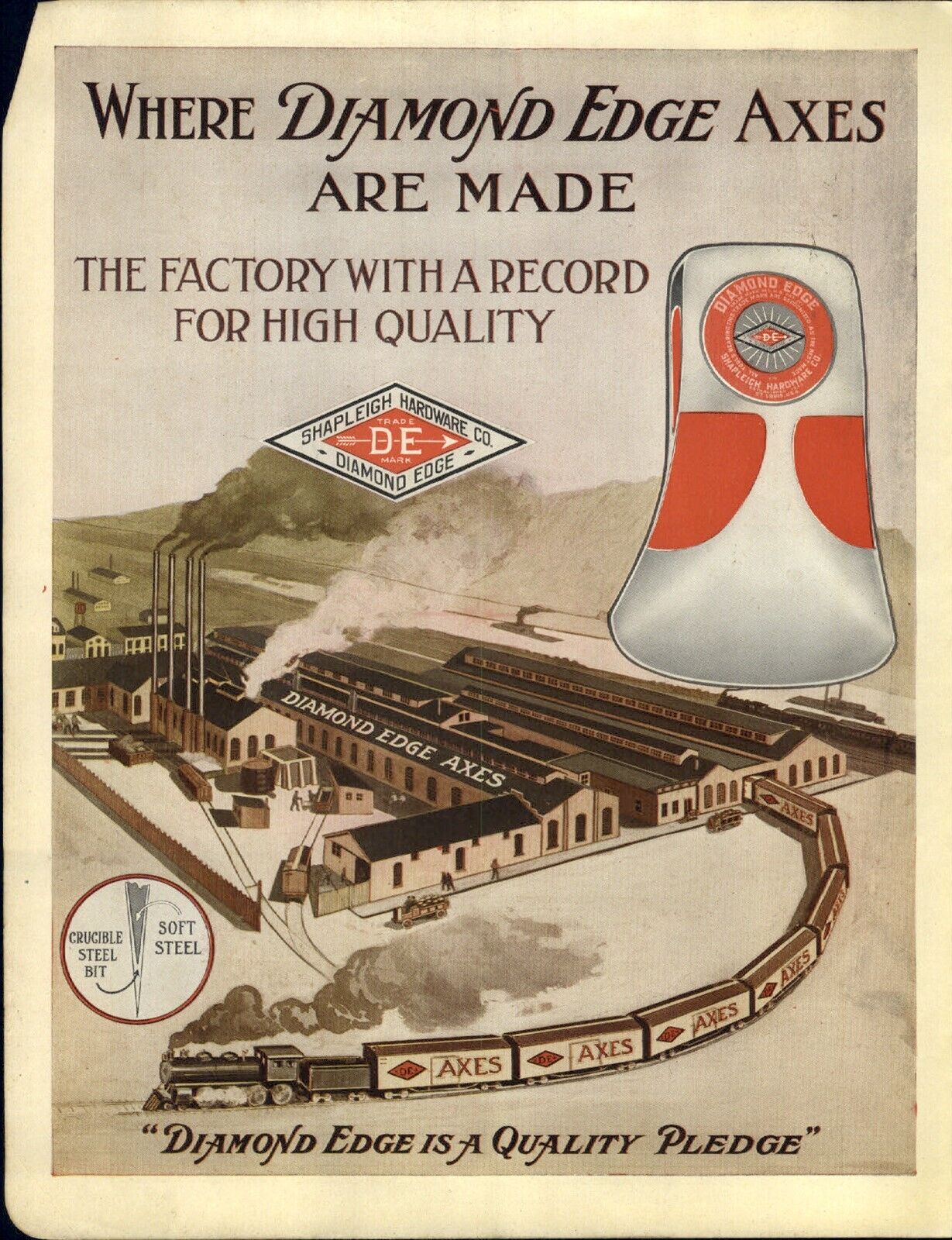 1923 PAPER AD 3 PG COLOR Where Diamond Edge Axes Made Handling Dept. Labels