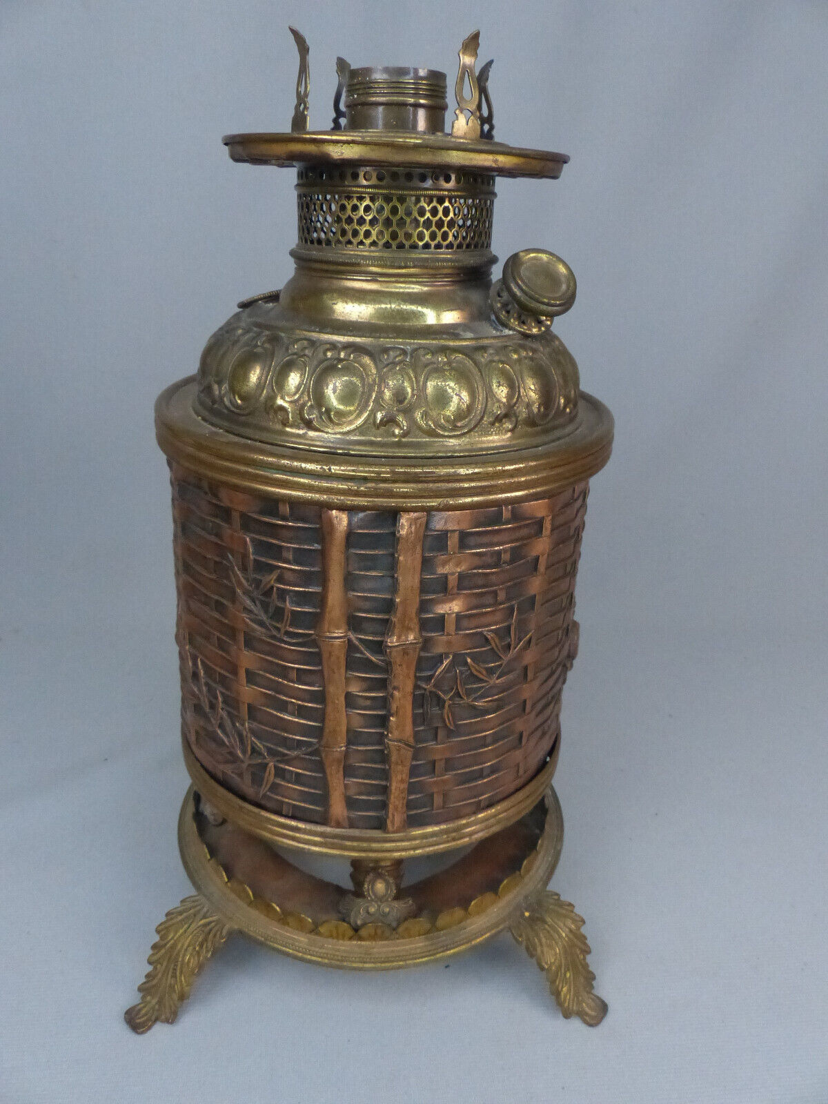 Rare Victorian Japanesque Aesthetic Period Electric Kerosene Oil Lamp Base 1870s