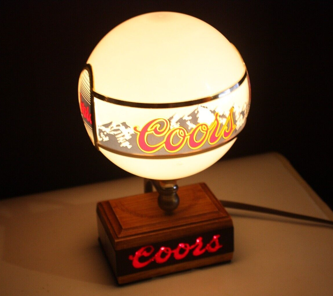 Vintage Coors Globe Lamp Tabletop Bar Display with Flashing Logo RARE Version