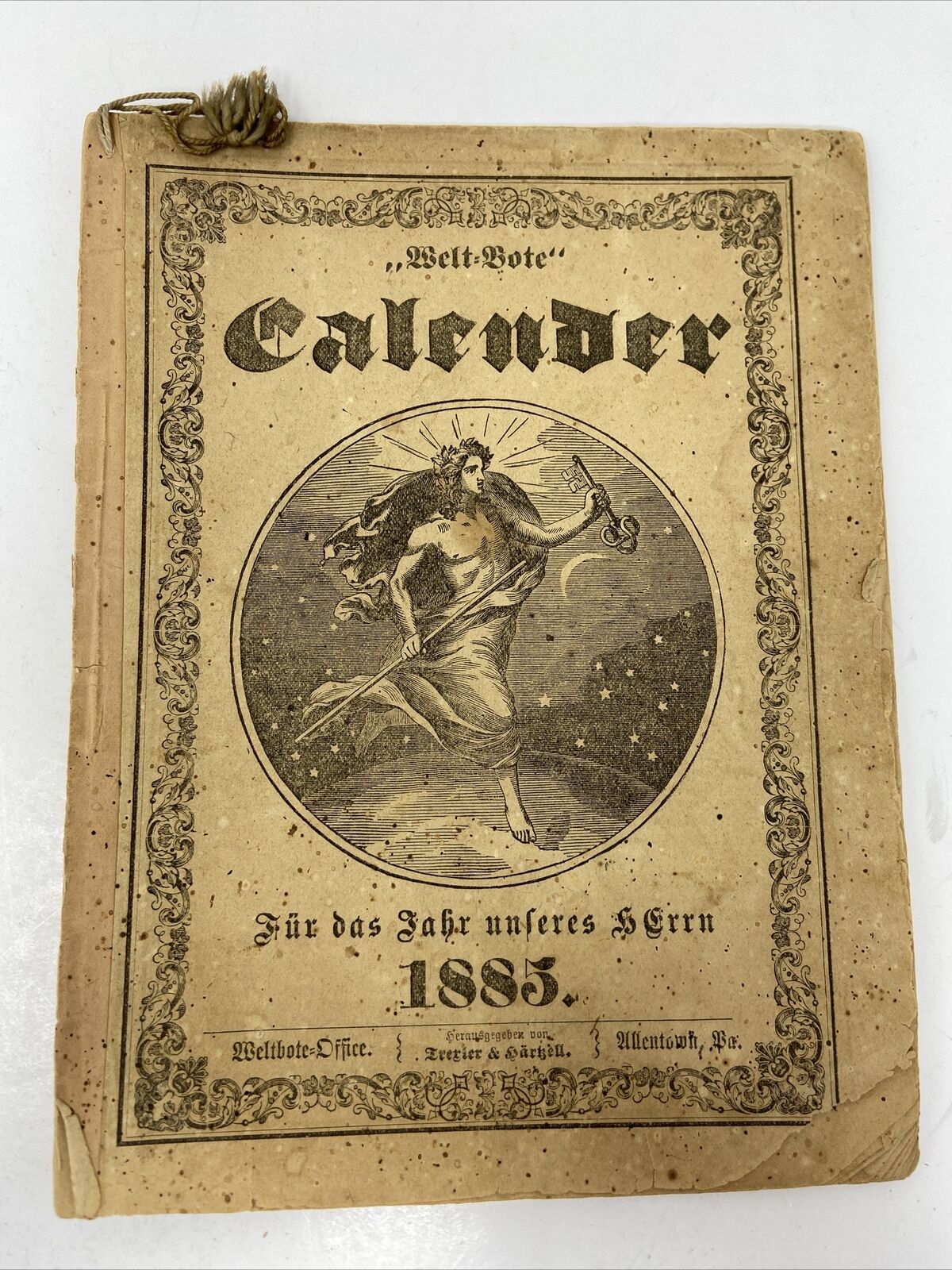 1885 German World Messenger Advertising Calendar Booklet Allentown PA Welt Bote