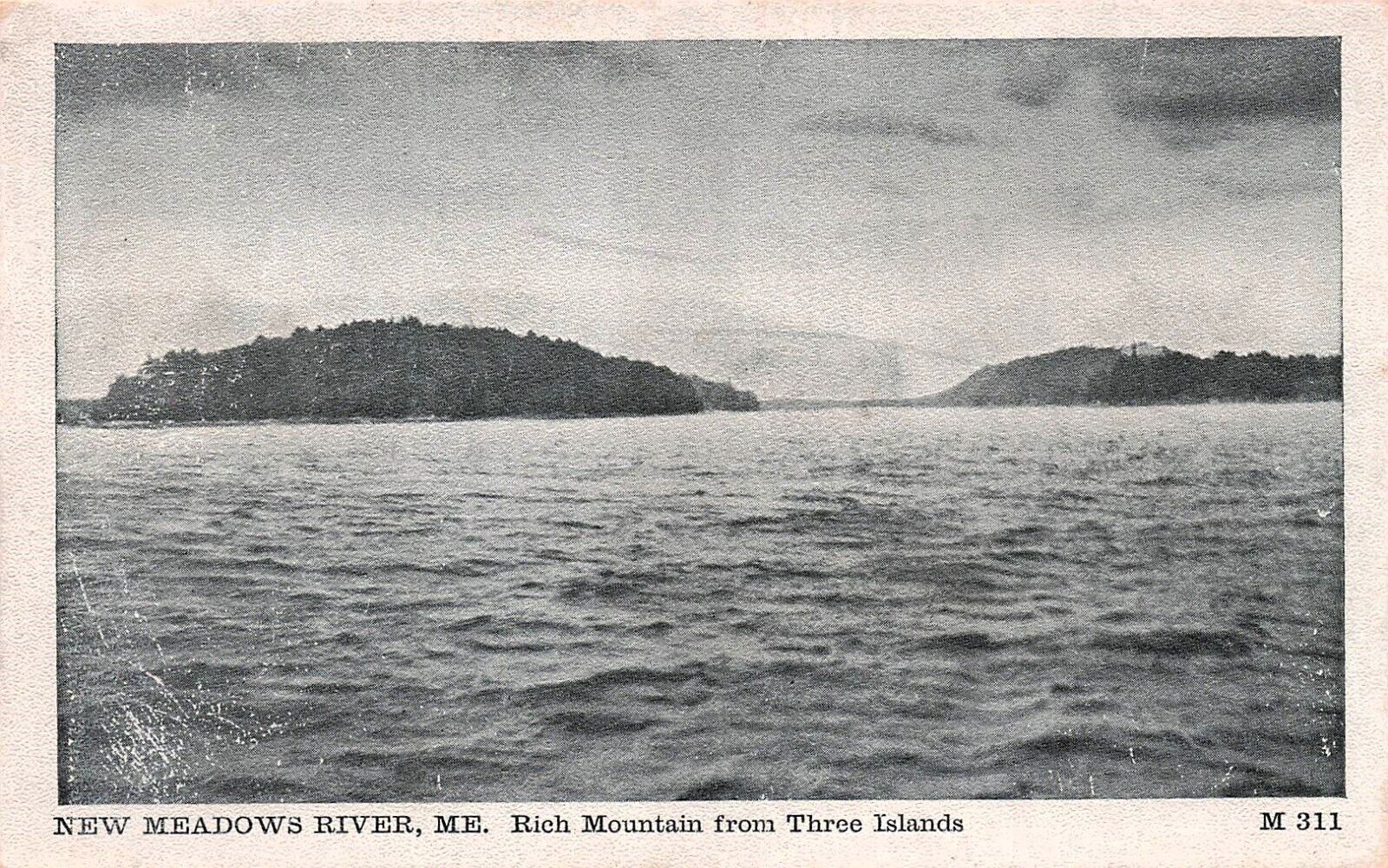 New Meadows River ME Maine Rich Mountain Casco Bay Cumberland Vtg Postcard E17