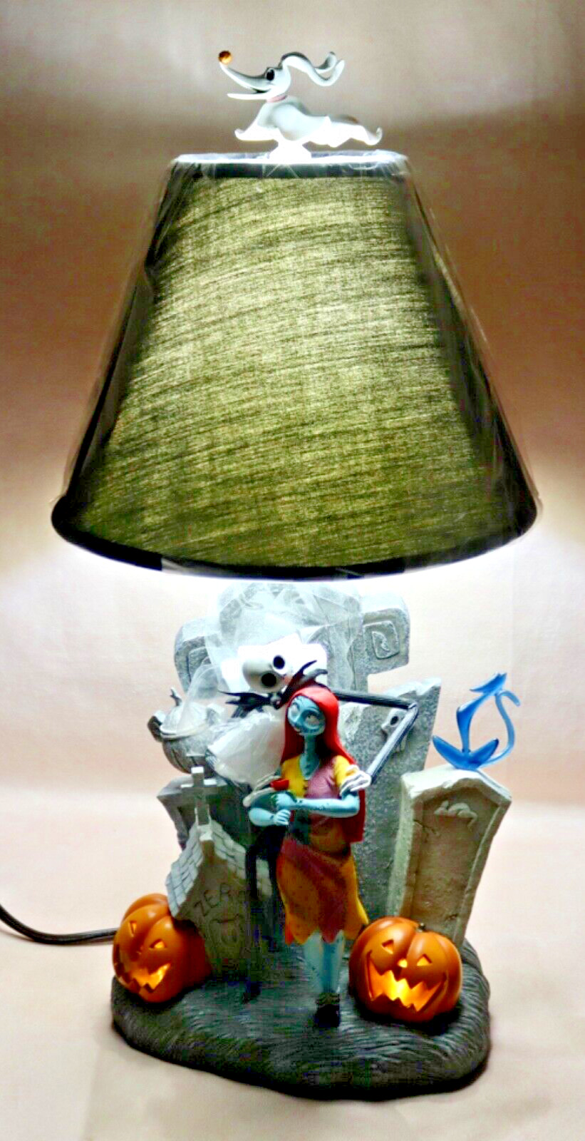 Disney Touchstone Nightmare Before Christmas Jack & Sally Zero Finial Table Lamp