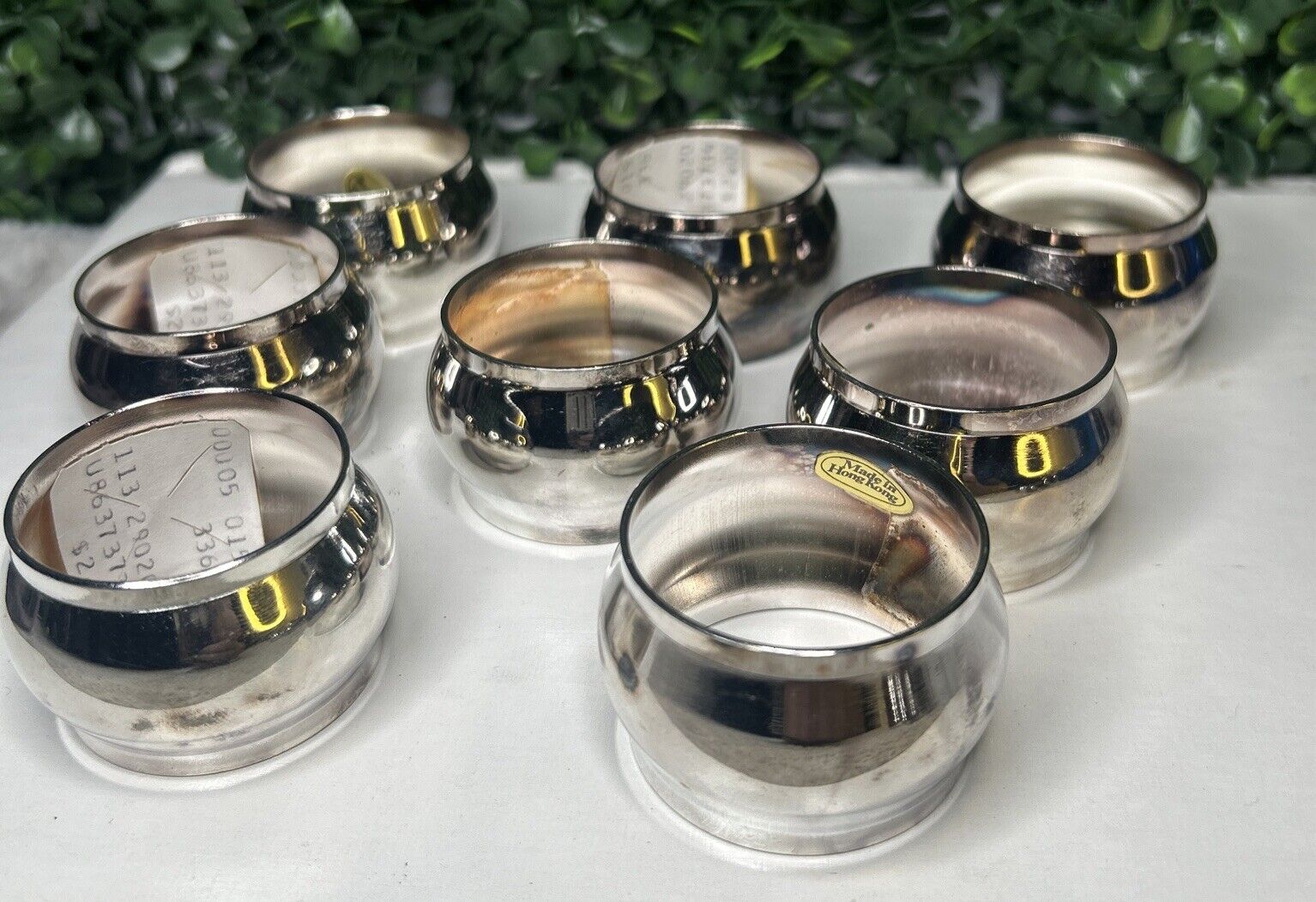 Set Of 8 Vintage Made In Hong Kong Silver Napkin Rings 