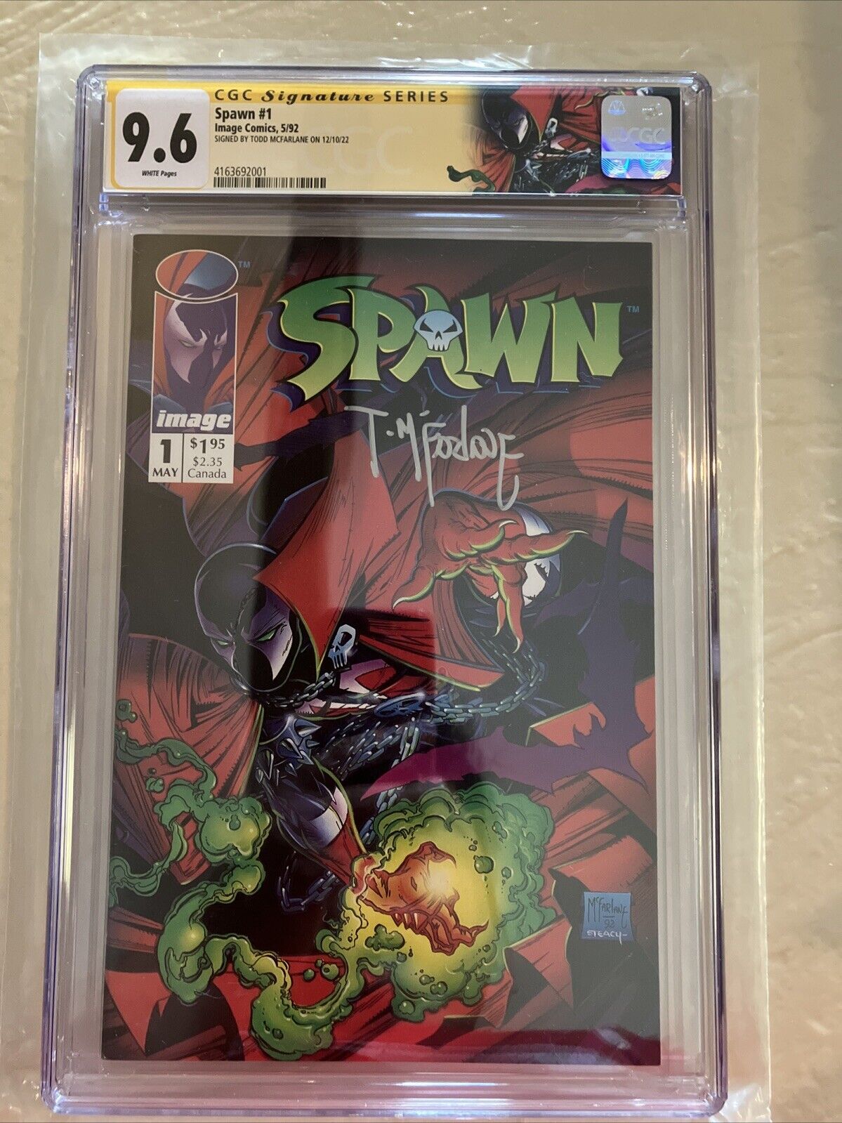 Spawn #1 CGC SS 9.6 Signed by Todd McFarlane 5/1992 1st Al Simmons Custom Label