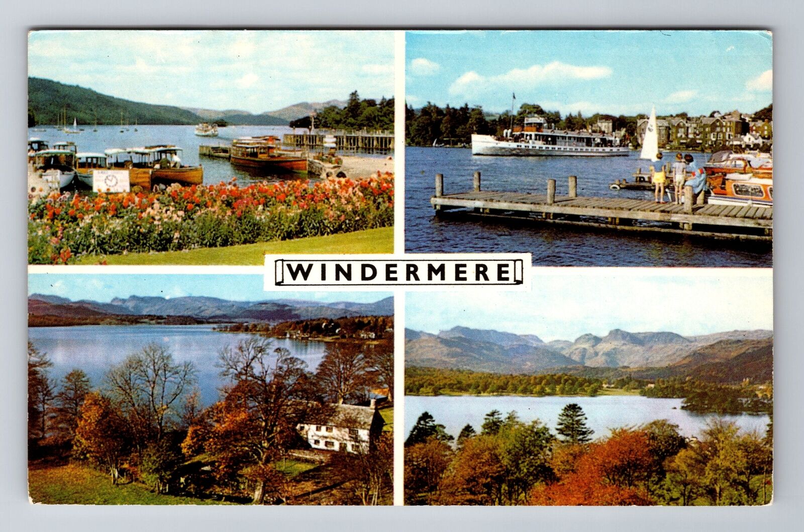 Lake Windermere, England, Lake and Shoreline, Antique, Vintage c1966 Postcard