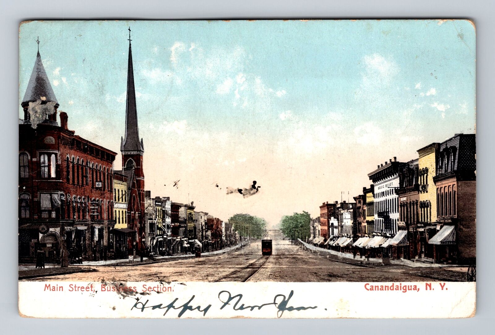 Canandaigua NY-New York, Business Section, Main Street, Vintage c1907 Postcard