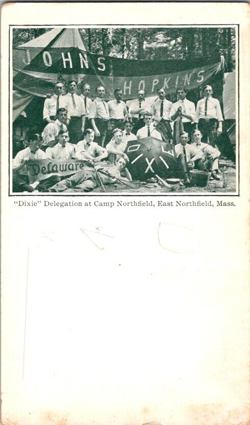 Postcard Dixie Delegation Johns Hopkins Camp Northfield MA Massachusetts    M396