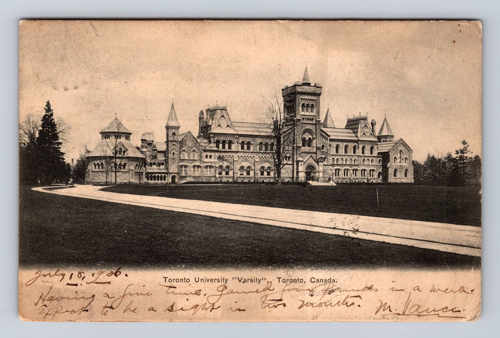 Toronto ON-Ontario Canada, Toronto University Varsity, Vintage Postcard