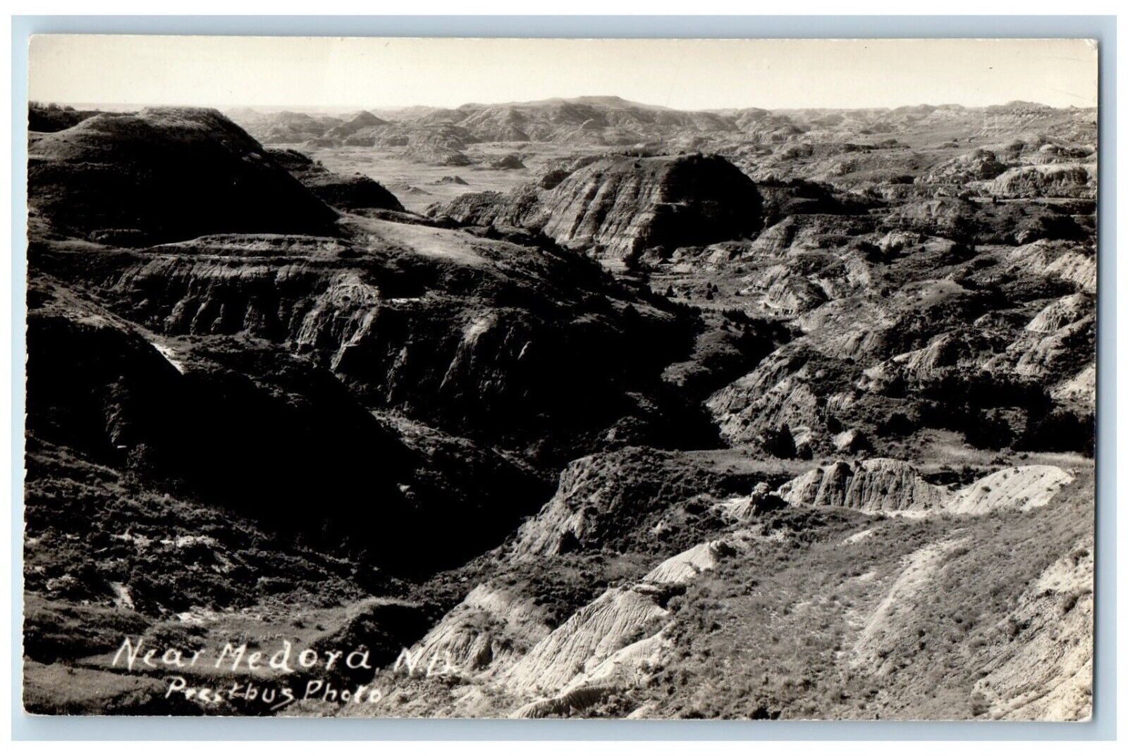 Medora North Dakota ND Postcard RPPC Photo Birds Eye View c1940\'s Vintage
