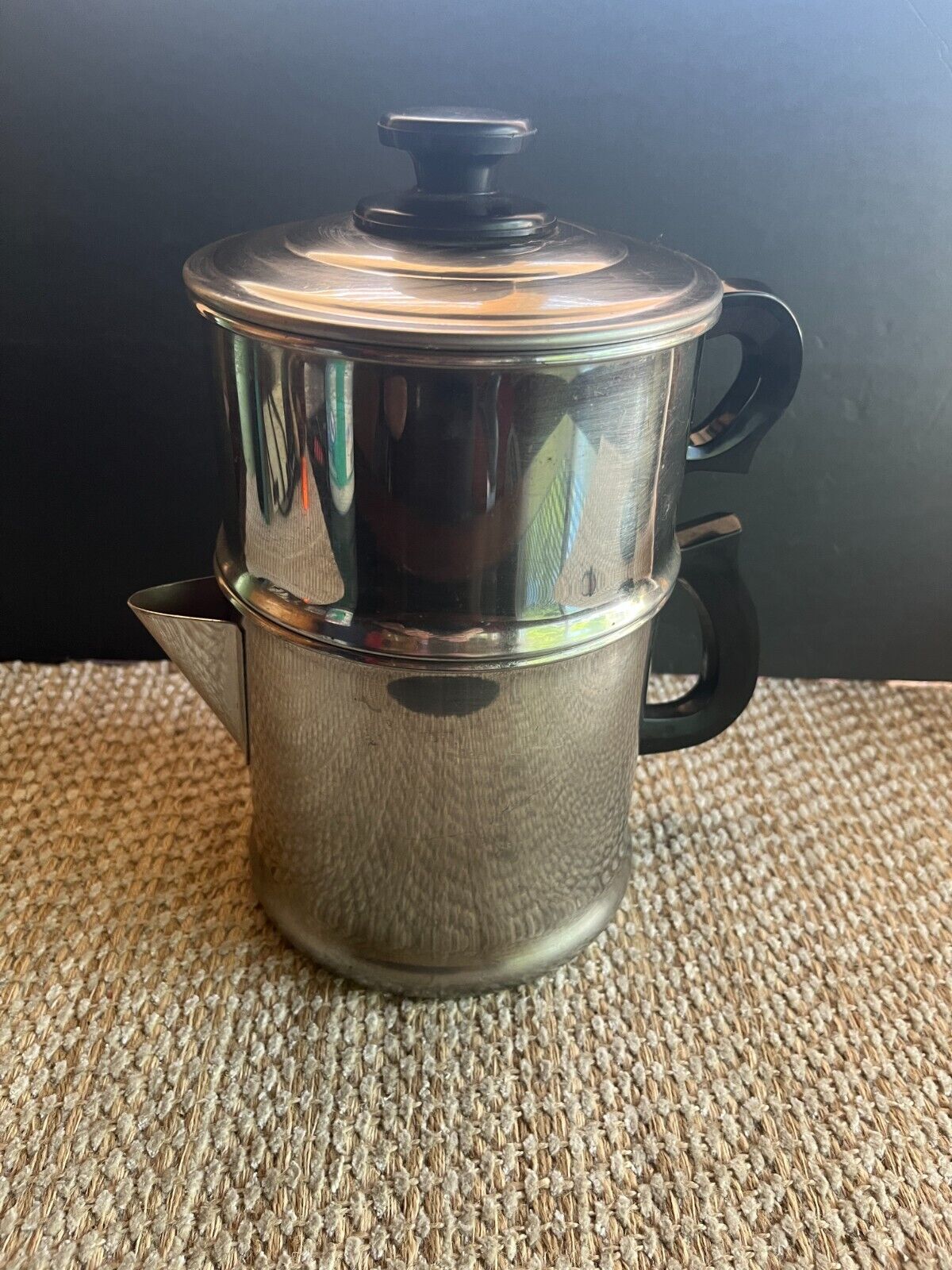 Vintage 10 cup Drip-O-Lator coffee pot stainless steel Stove top