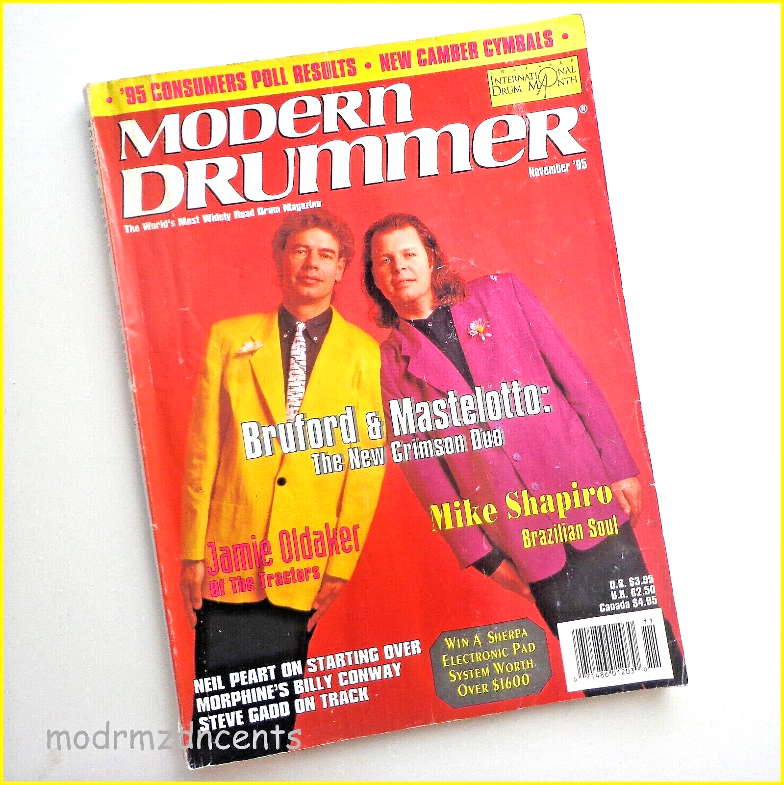 MODERN DRUMMER - Nov 1995 - BRUFORD & MASTELOTTO - KING CRIMSON + Peart Oldaker