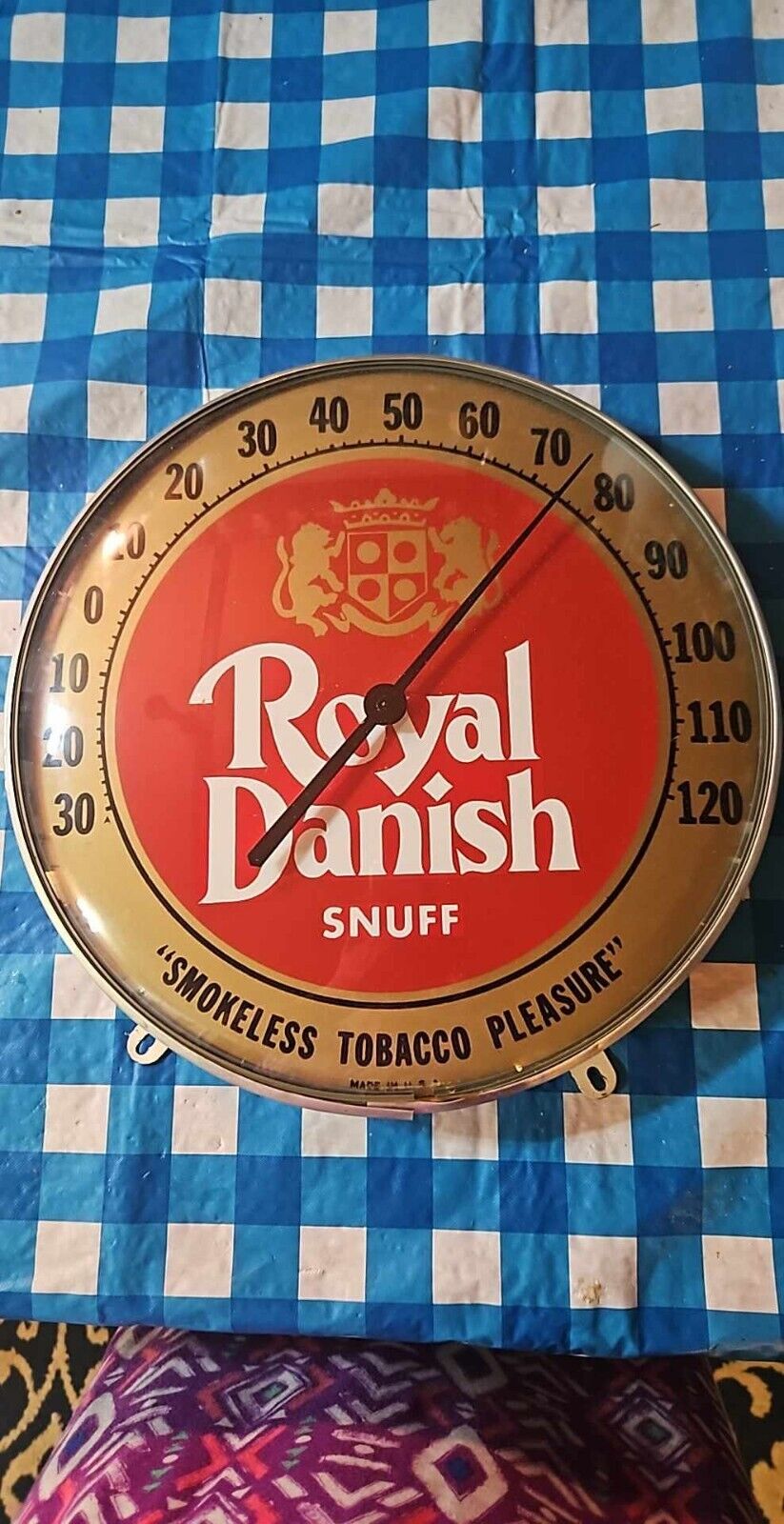 VINTAGE Royal Danish Snuff 12”thermometer Tobacco Advertising Advertisement RARE