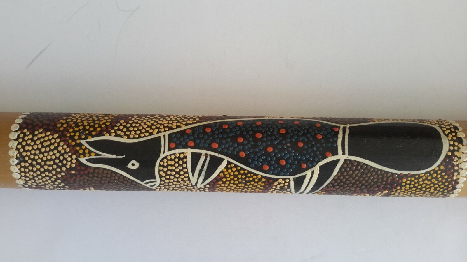 Aboriginal Art Dot Painting Rain Maker Percussion Music Stick Kangaroo Bamboo   