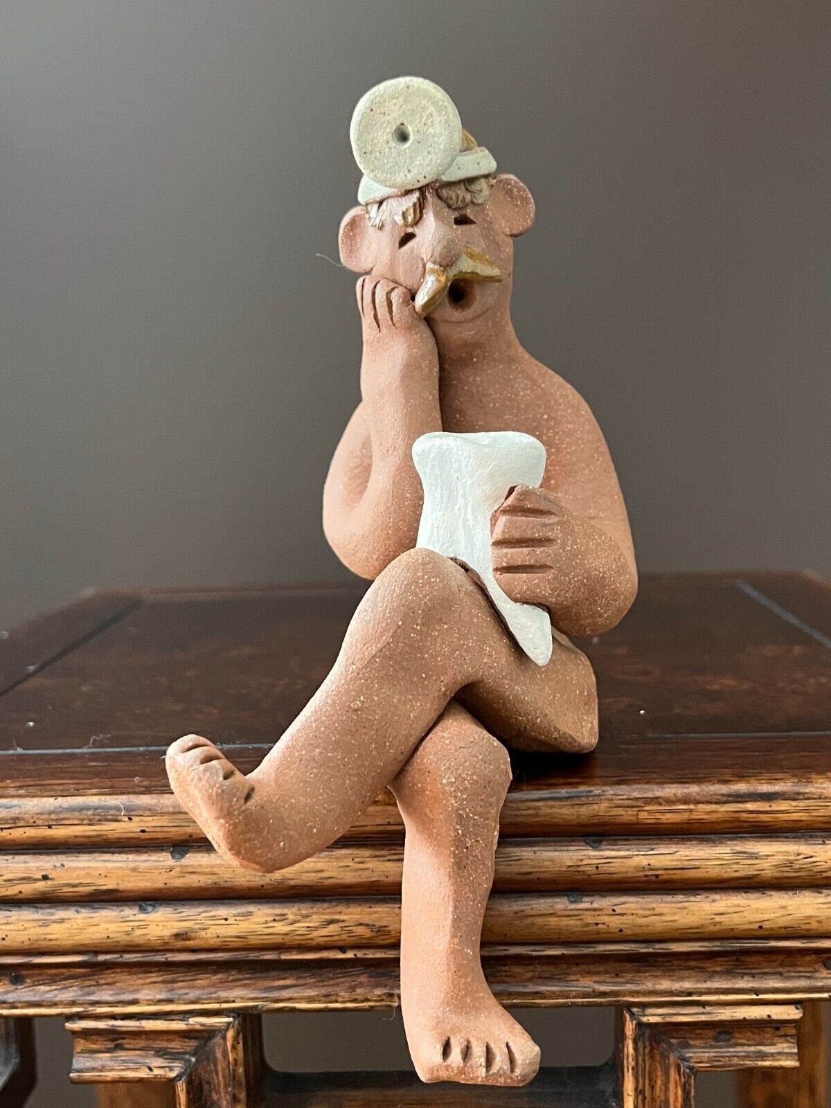 Vtg LOUIS RIZZO Hand Made Clay Dentist Figurine Shelf Sitter Marked Unique Gift