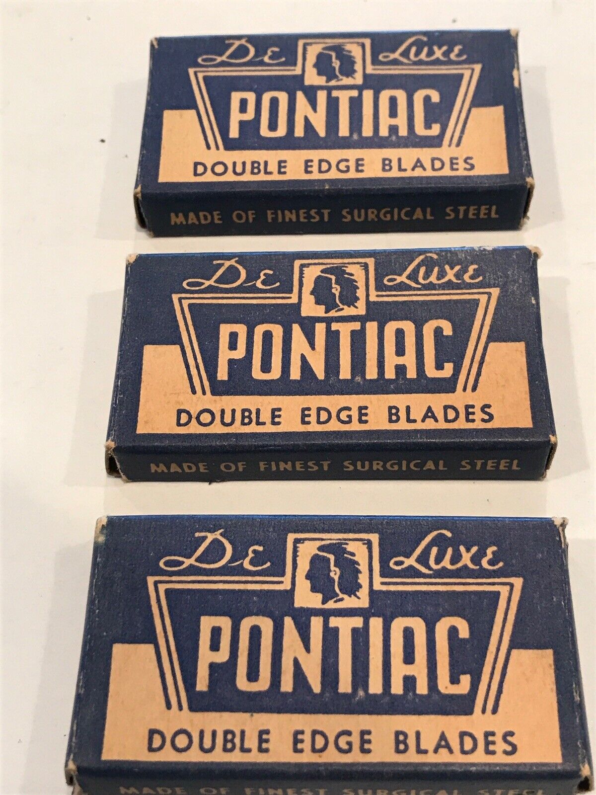 VTG Lot of 3 PONTIAC Deluxe Double Edge Blades NOS Razor MADE IN USA NYC