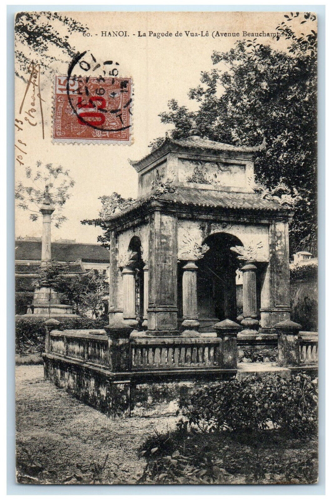 c1910 La Pagode De Vua-Le (Avenue Beauchamp) Hanoi Vietnam Postcard