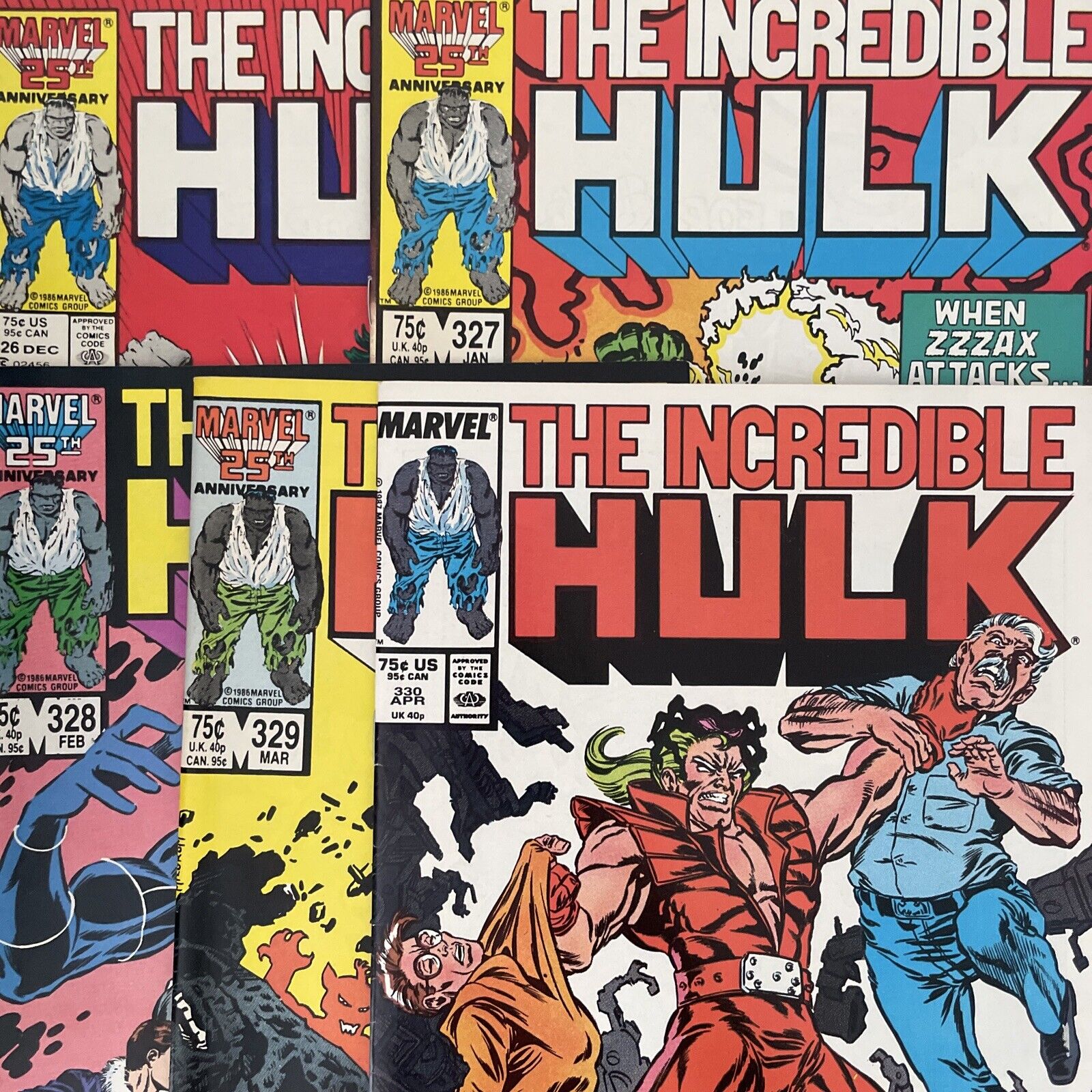 Incredible Hulk #326 327 328 329 330 (Marvel) Milgrom McFarlane Lot Of 5 Comics