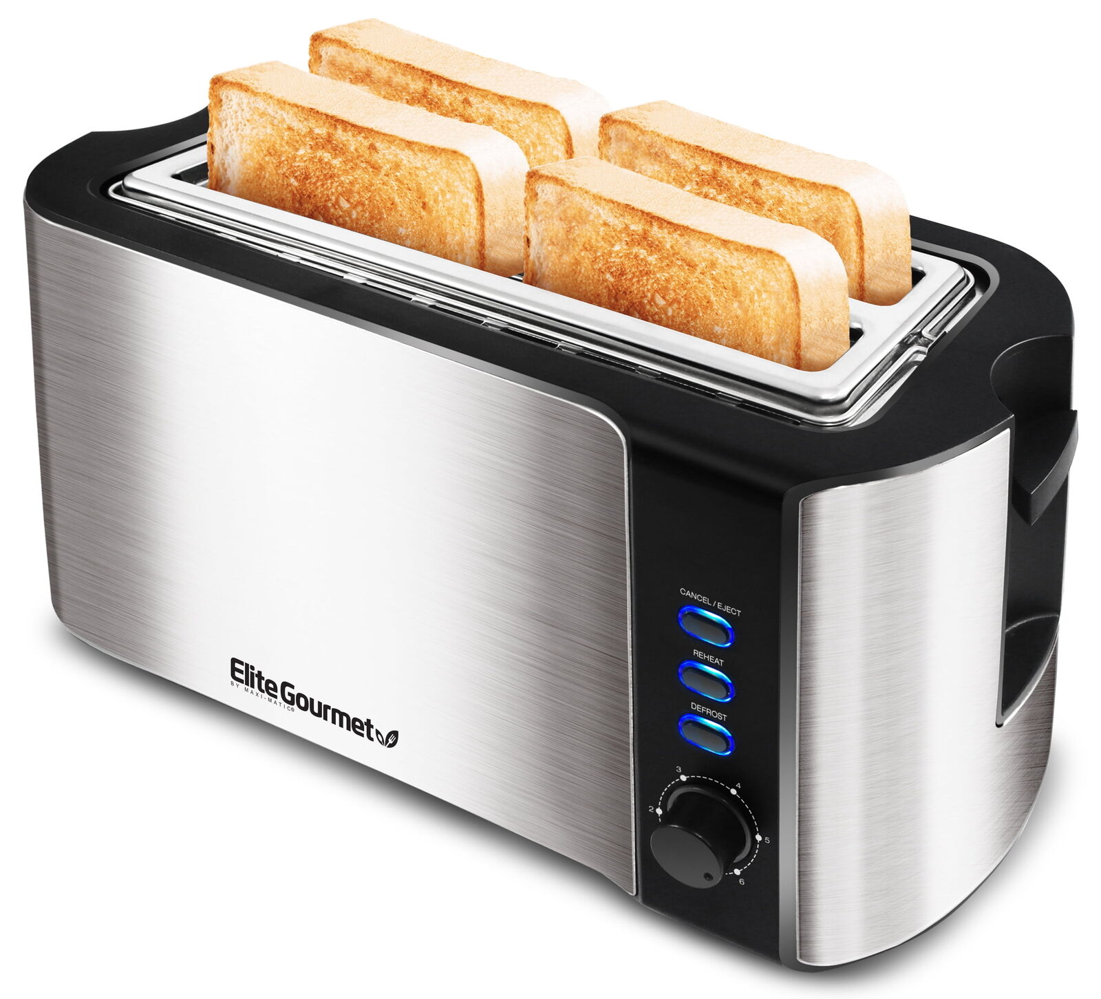 Elite Gourmet ECT-3100 New Stainless Steel 4 Slice Long Slot Toaster