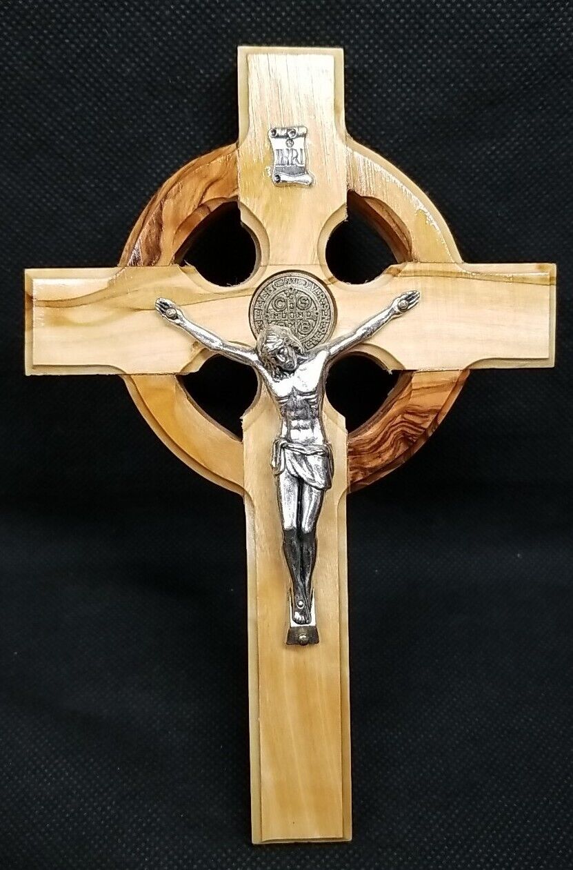 St.Benedict Medal Crucifix Jesus Wood Cross Cruz de San Benito Protection 6.5\