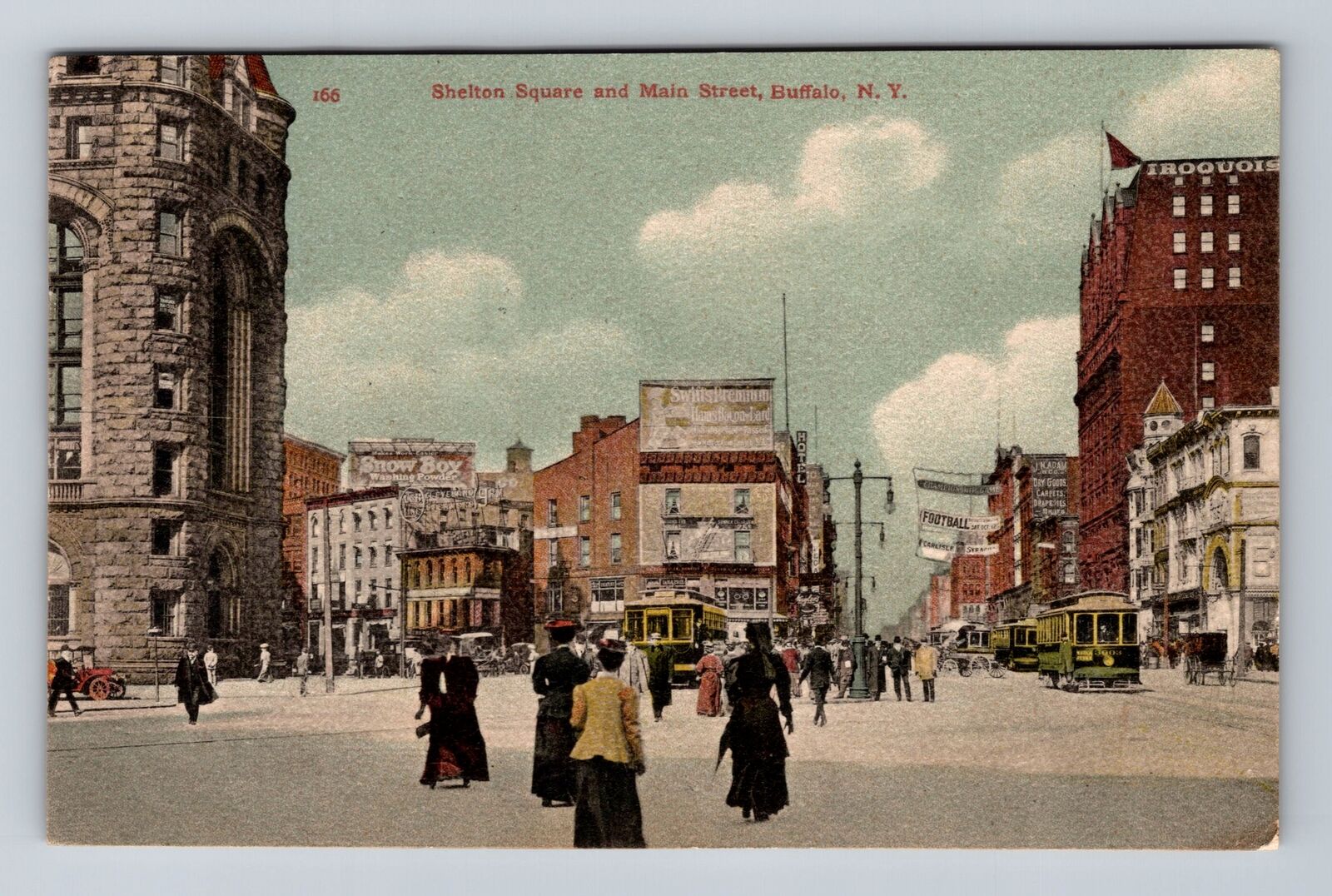 Buffalo NY-New York, Shelton Square & Main Street, Vintage c1909 Postcard