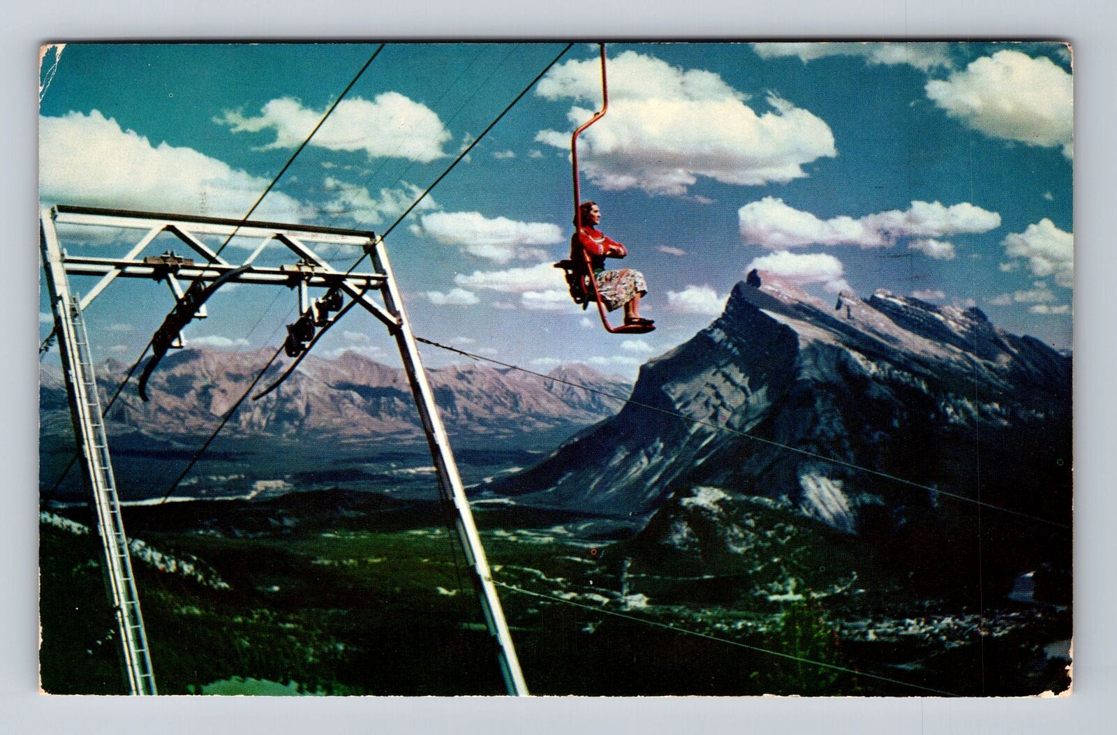 Banff-Alberta, Banff Chair Lift, Mt Norquay, Mt Rundle Vintage c1960 Postcard