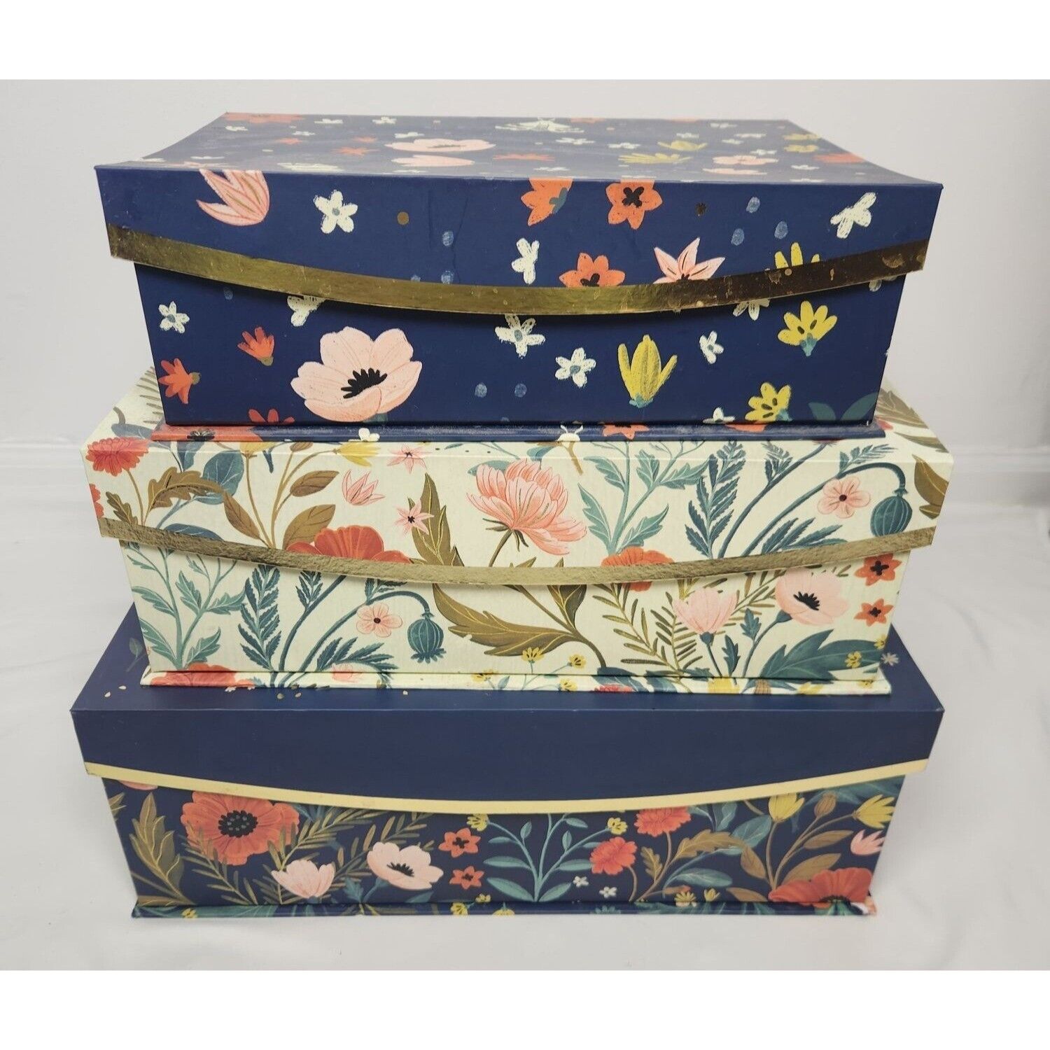 Janelle Penner Wild Apples Floral 3 Piece Nesting Boxes