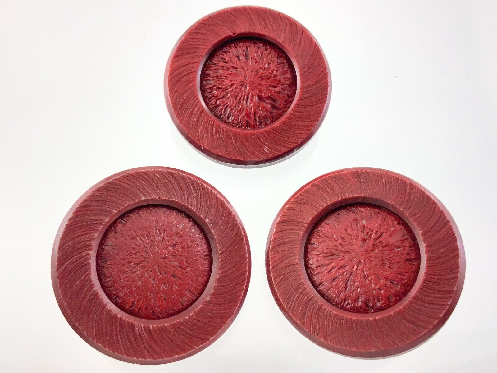 Vintage Molded Floral Pattern Plastic Garment Button Size 1.7in Set Of 3 951A