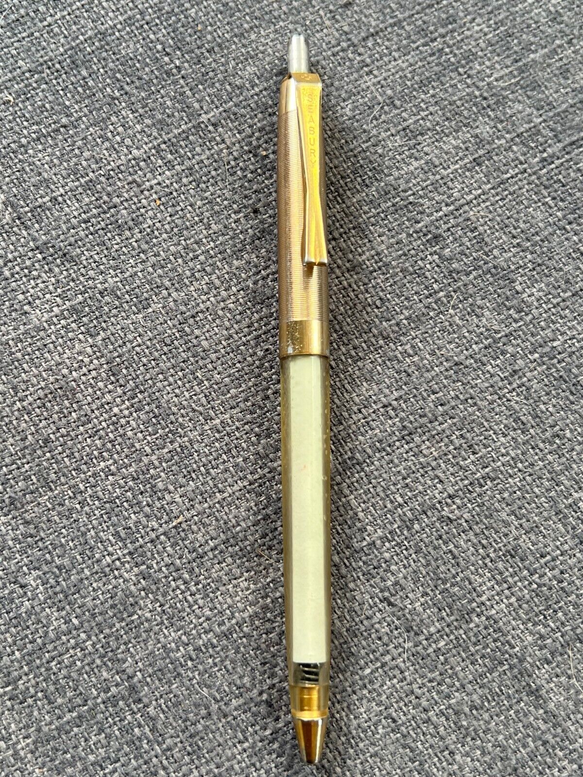 Vintage SEABURY Gold Colored Ridged Ribbed Ballpoint Pen