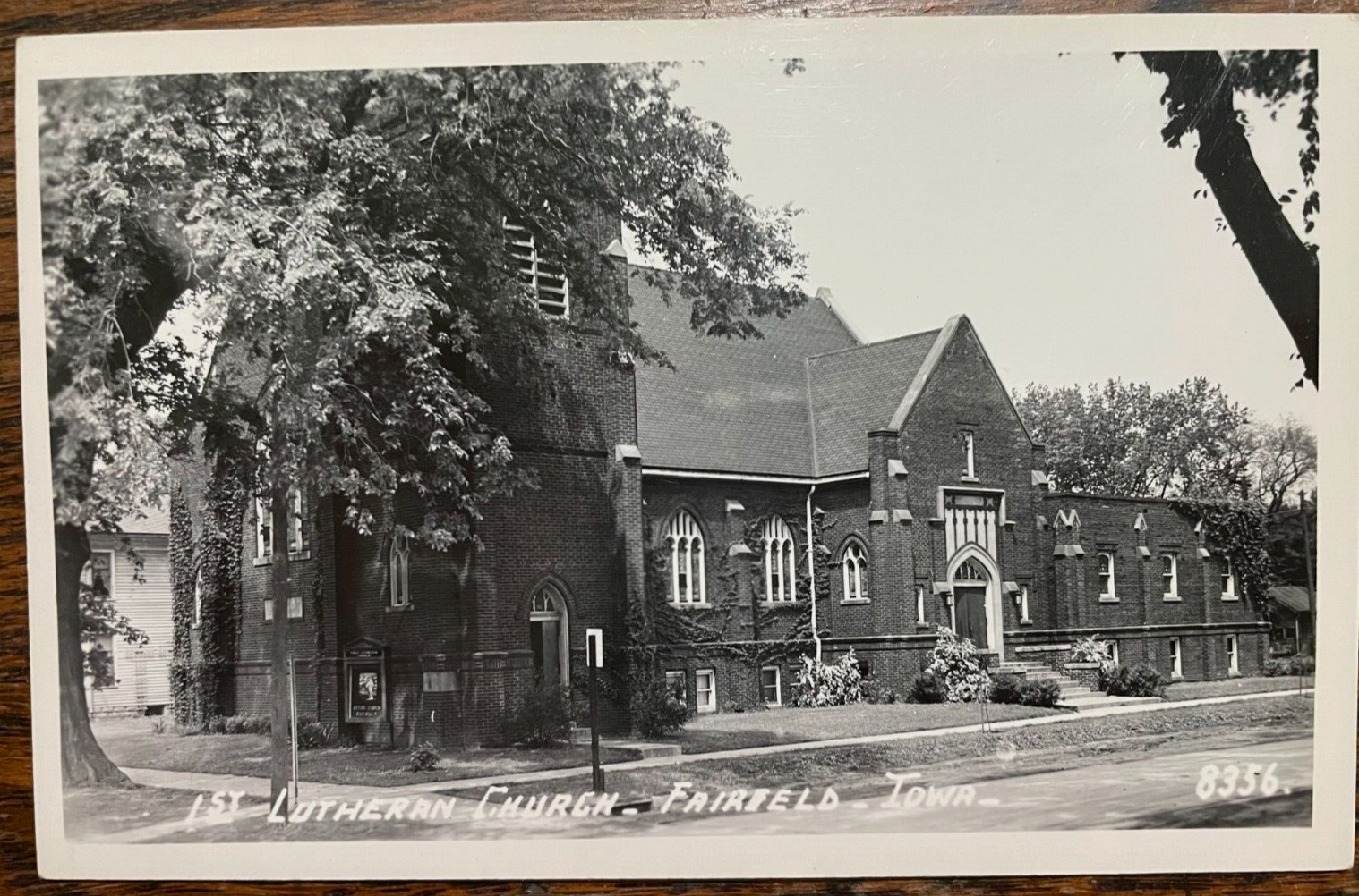 Vintage Postcard 1930\'s 1st Lutheran Church Fairfield Iowa *REAL PHOTO*