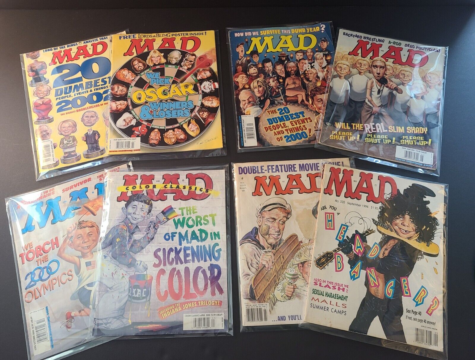Vintage Lot of 8 MAD MAGAZINES From 1981-2004