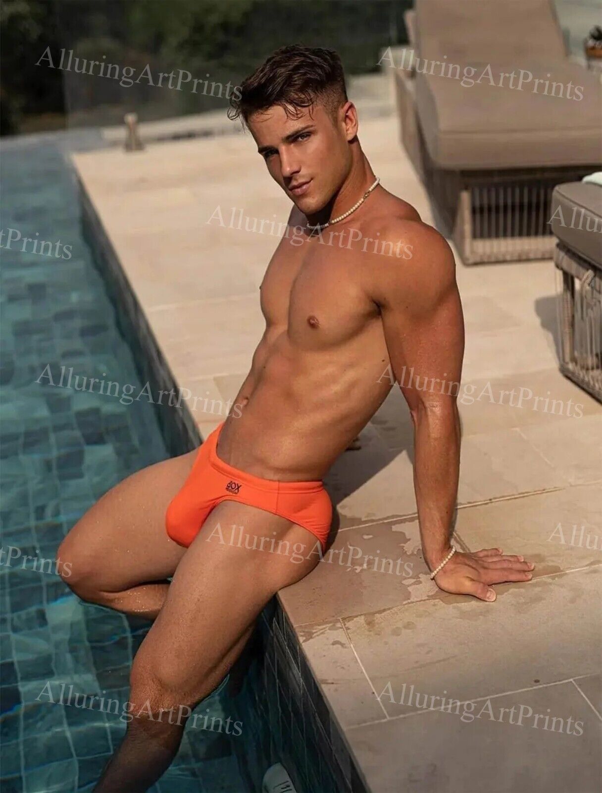 8x10 Male Model Photo Print Muscular Handsome College Shirtless Jock-MM999