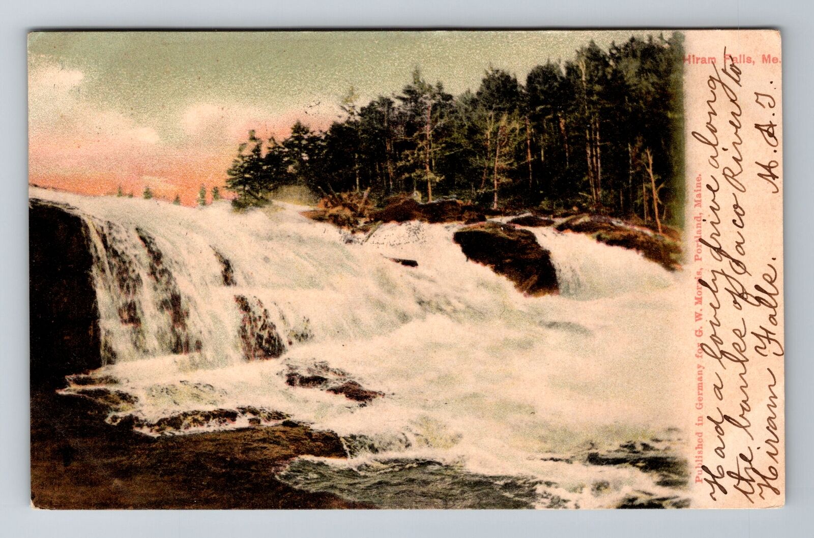 Hiram Falls ME-Maine, Scenic View, Vintage c1907 Postcard