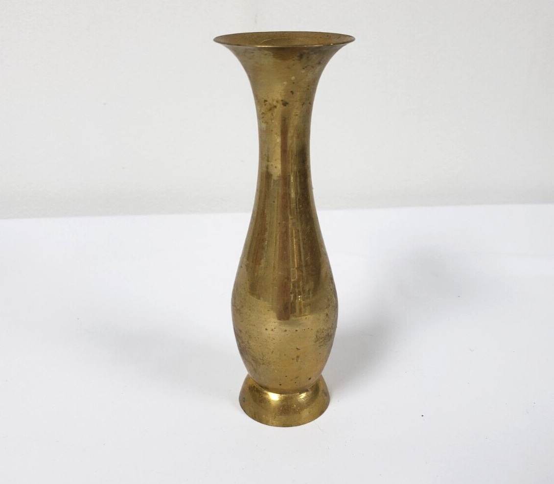 Vintage Brass Bud small Vase 5.75 in high made in India