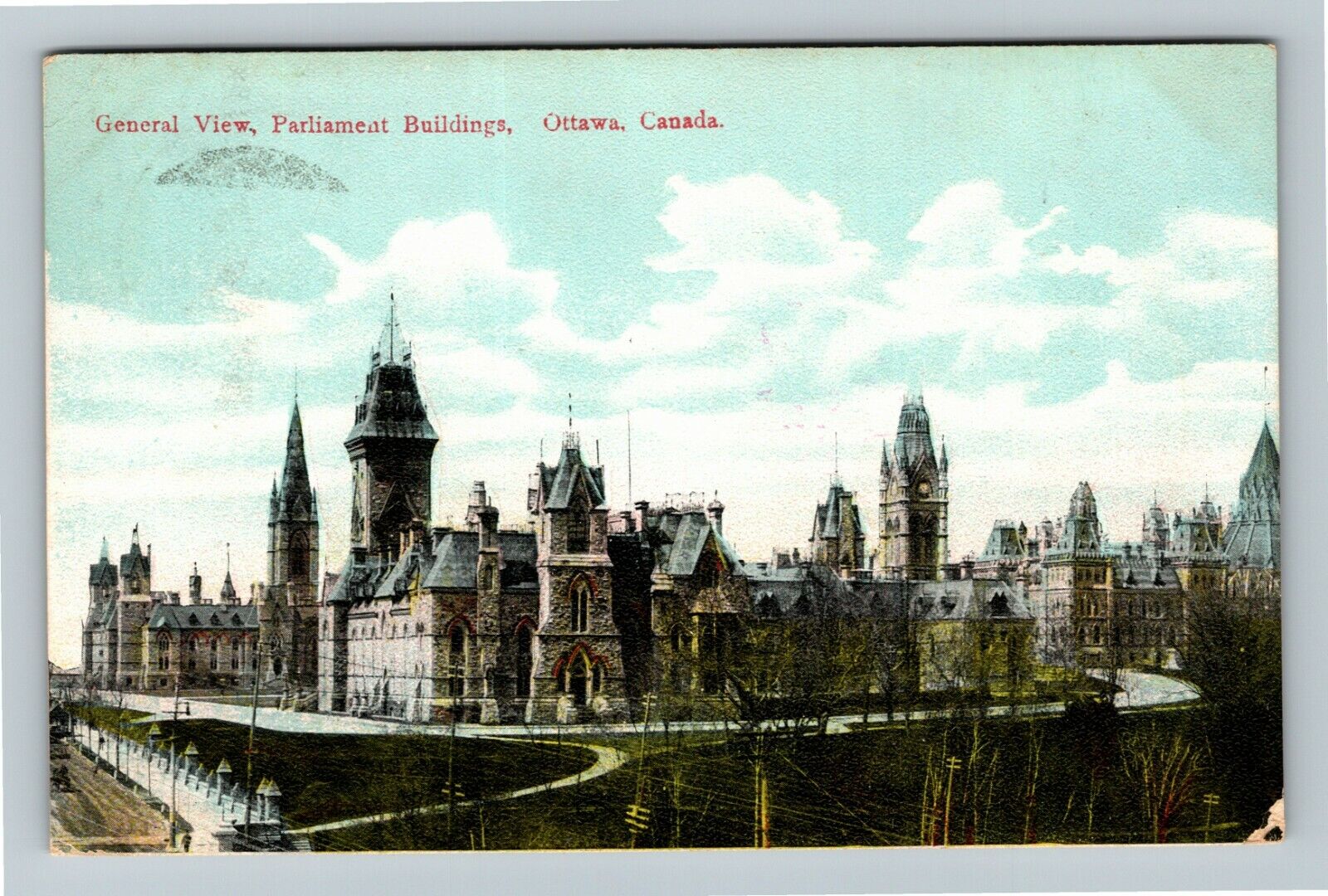 Ottawa Ontario-Ontario, Parliament Buildings, Aerial View, Vintage Postcard