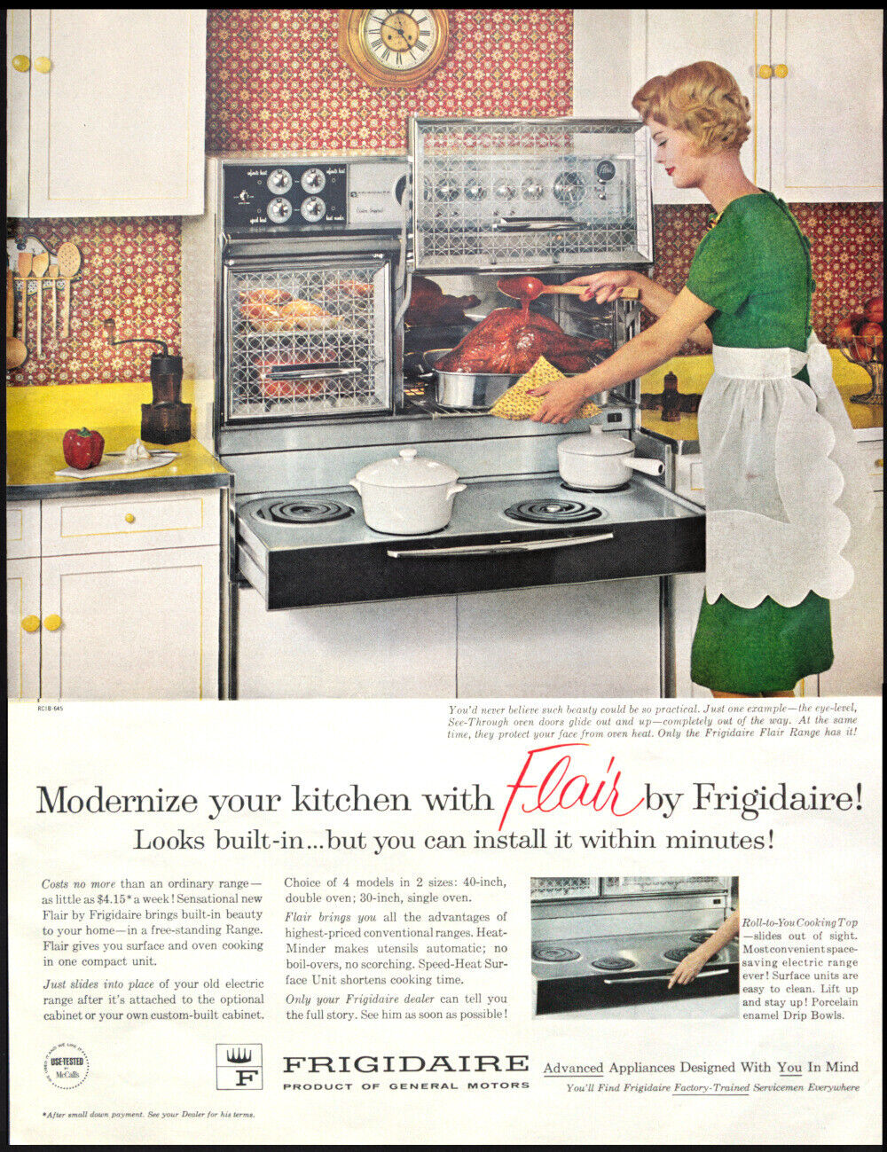 1961 FRIGIDAIRE Flair Range Stove Mid-Century Kitchen Appliance Vtg PRINT AD