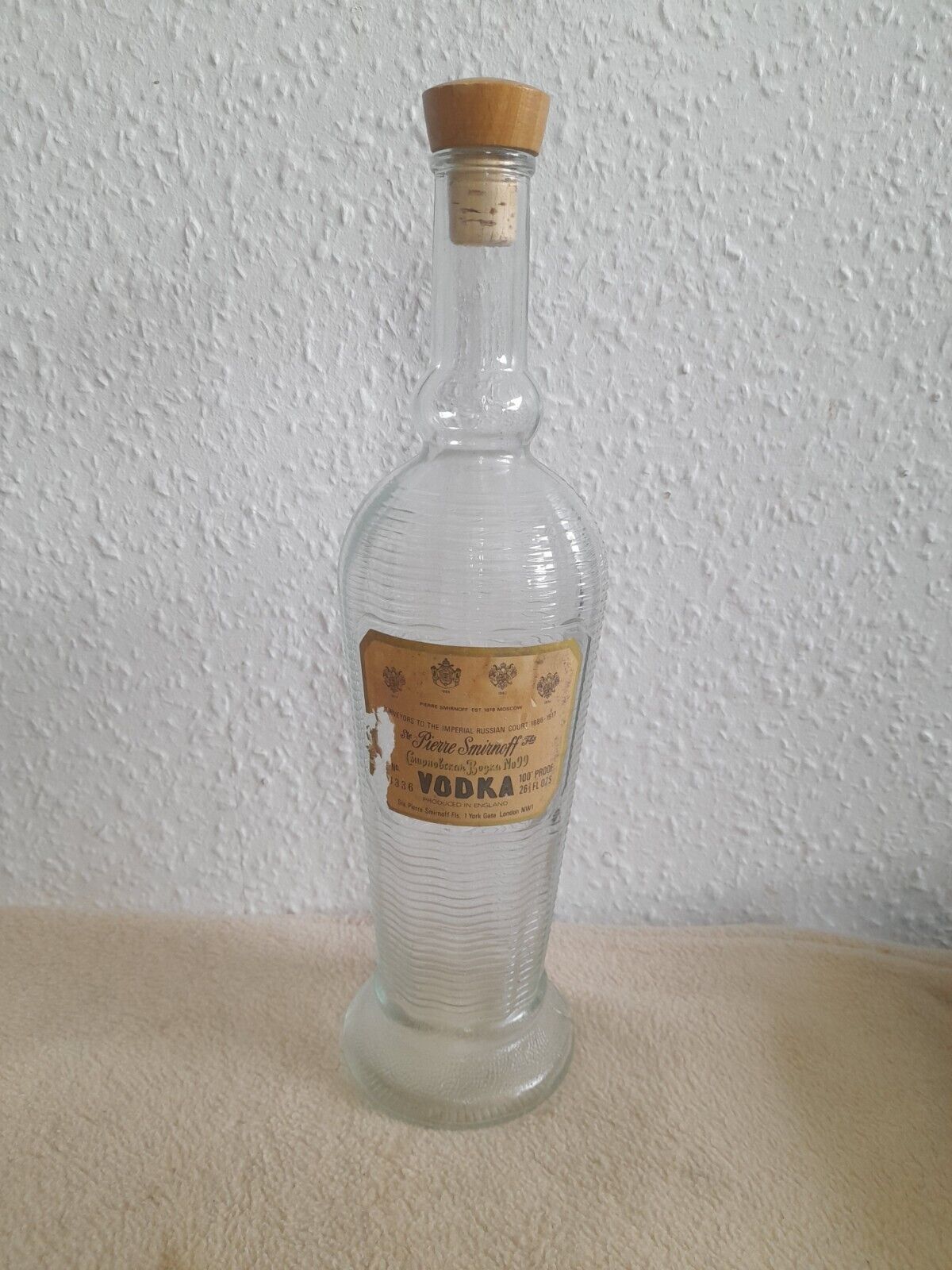 Vintage 33cm Tall St Pierrw Smirnoff Vodka Bottle (Produced In England) Empty. 