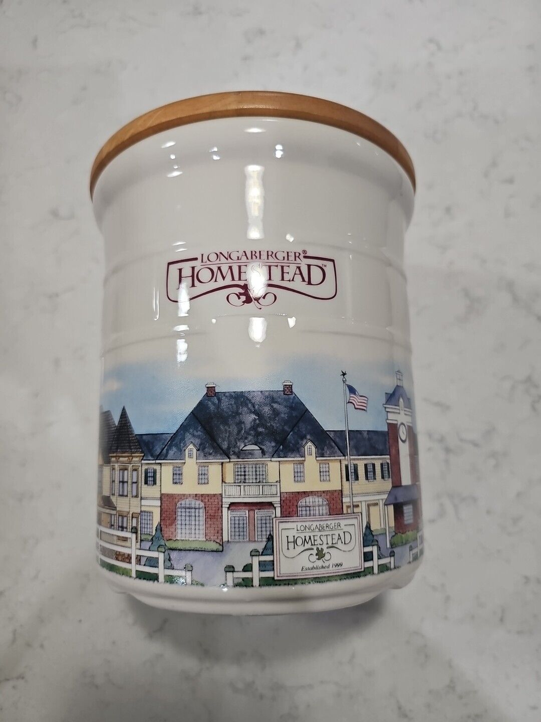 Longaberger 1999 HOMESTEAD Pottery 2 QUART Jar With Lid Made In USA