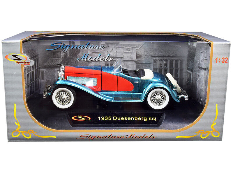 1935 Duesenberg SSJ Convertible Blue and Red 1/32 Diecast Model Car by Signature
