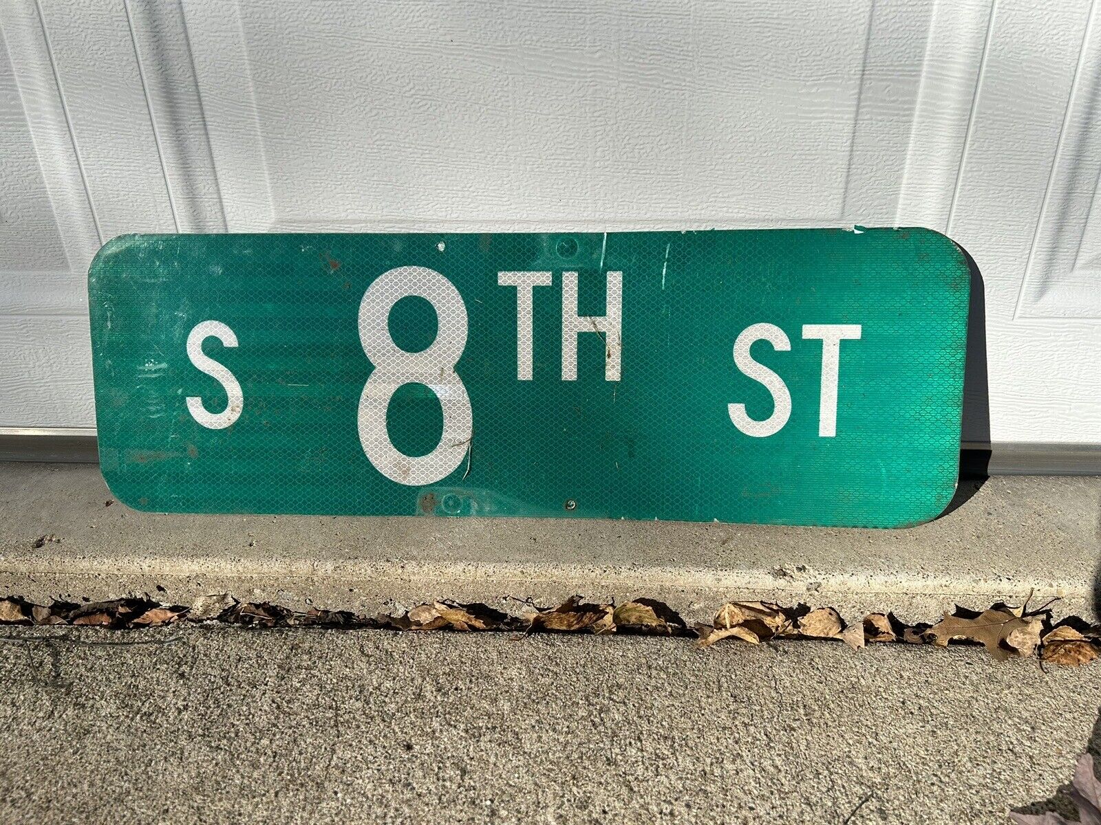 Retired Reflective Aluminum Street Sign S 8th Street  24 X 8 inches South Eighth