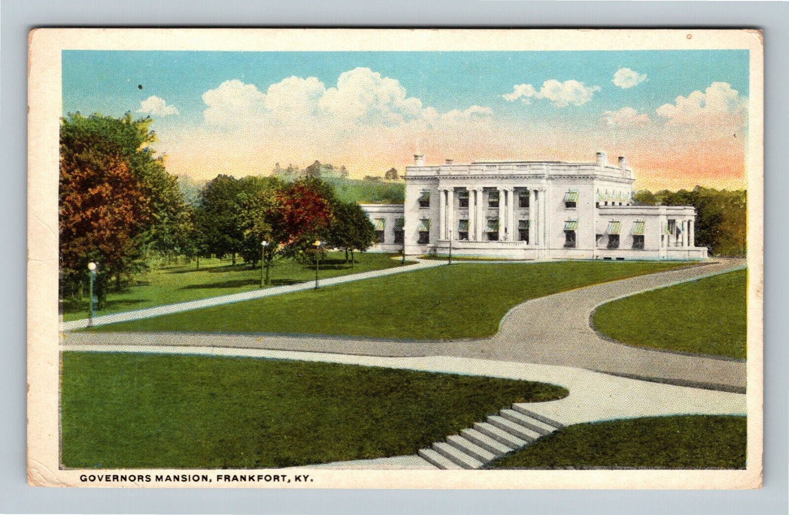Frankfort KY, Governor\'s Mansion, Grounds, Kentucky Vintage Postcard