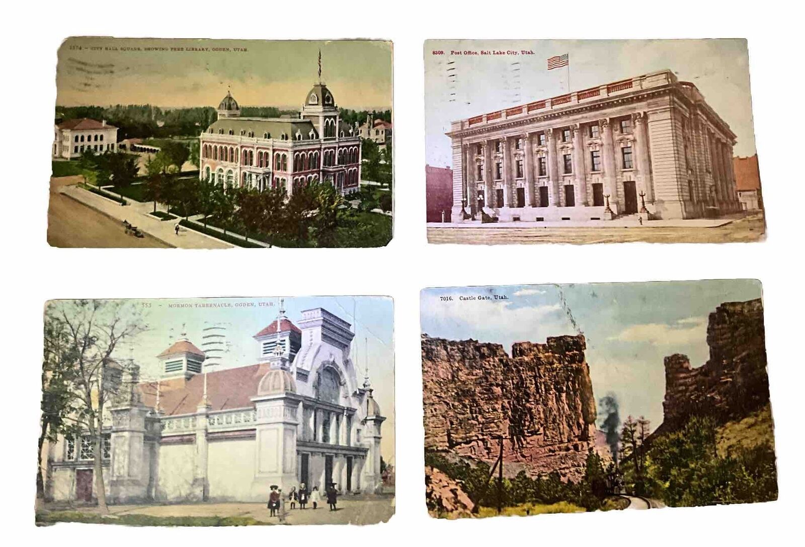 Set Of 4 Postcards-Posted 1907-1910- Utah Topographical