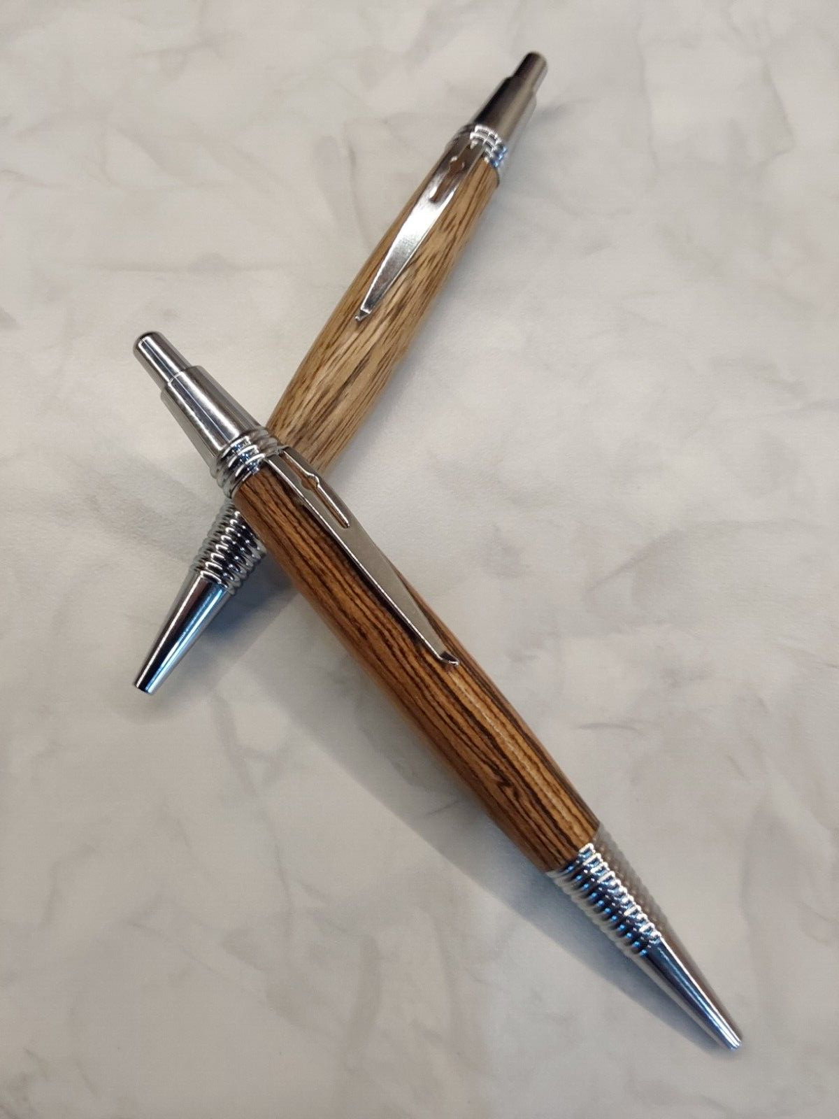 2 Hand Turned Homemade Wooden Click Pens