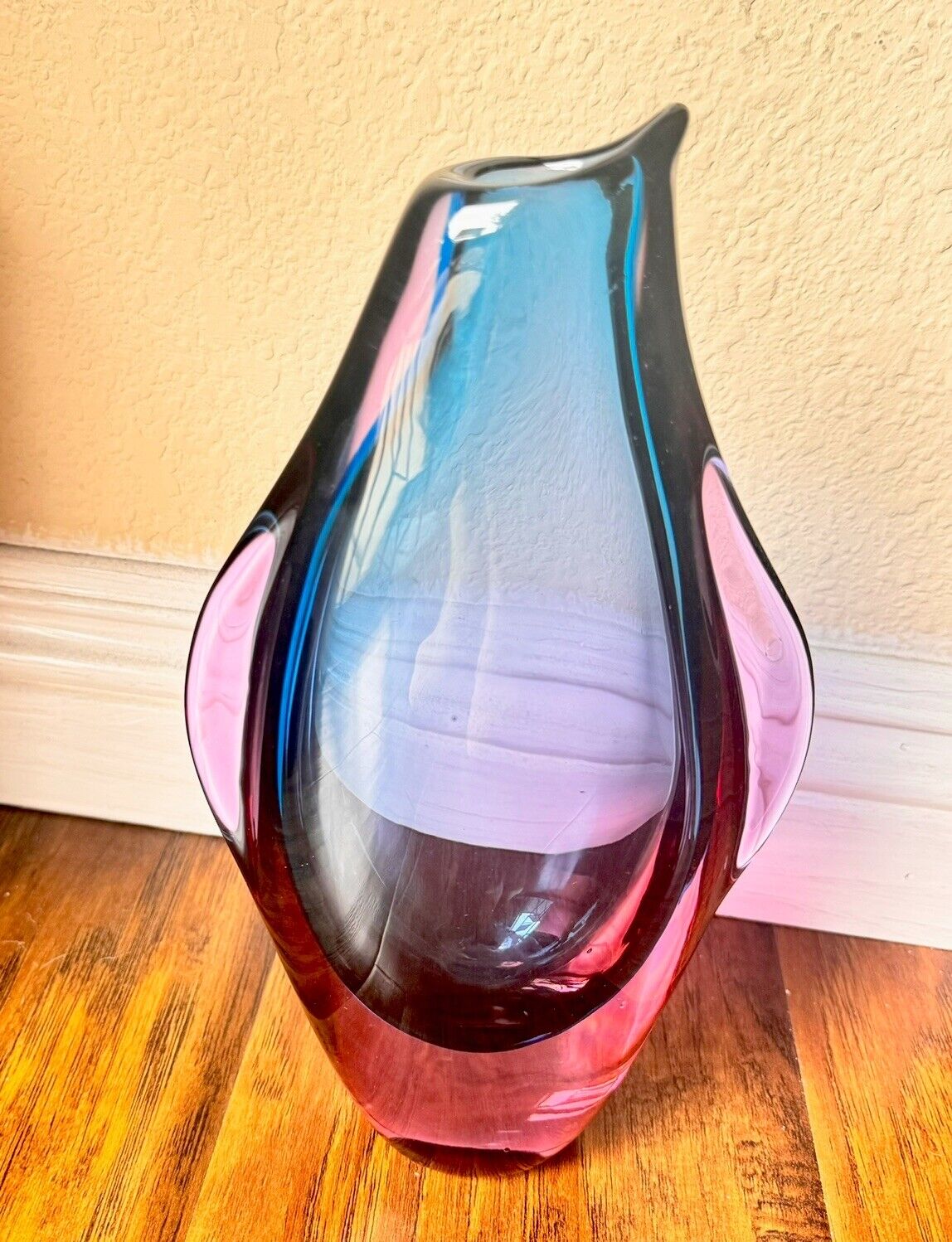 Vintage 90’s Murano Sommerso Hand Blown Glass Vase Flavio Poli Formia Rare
