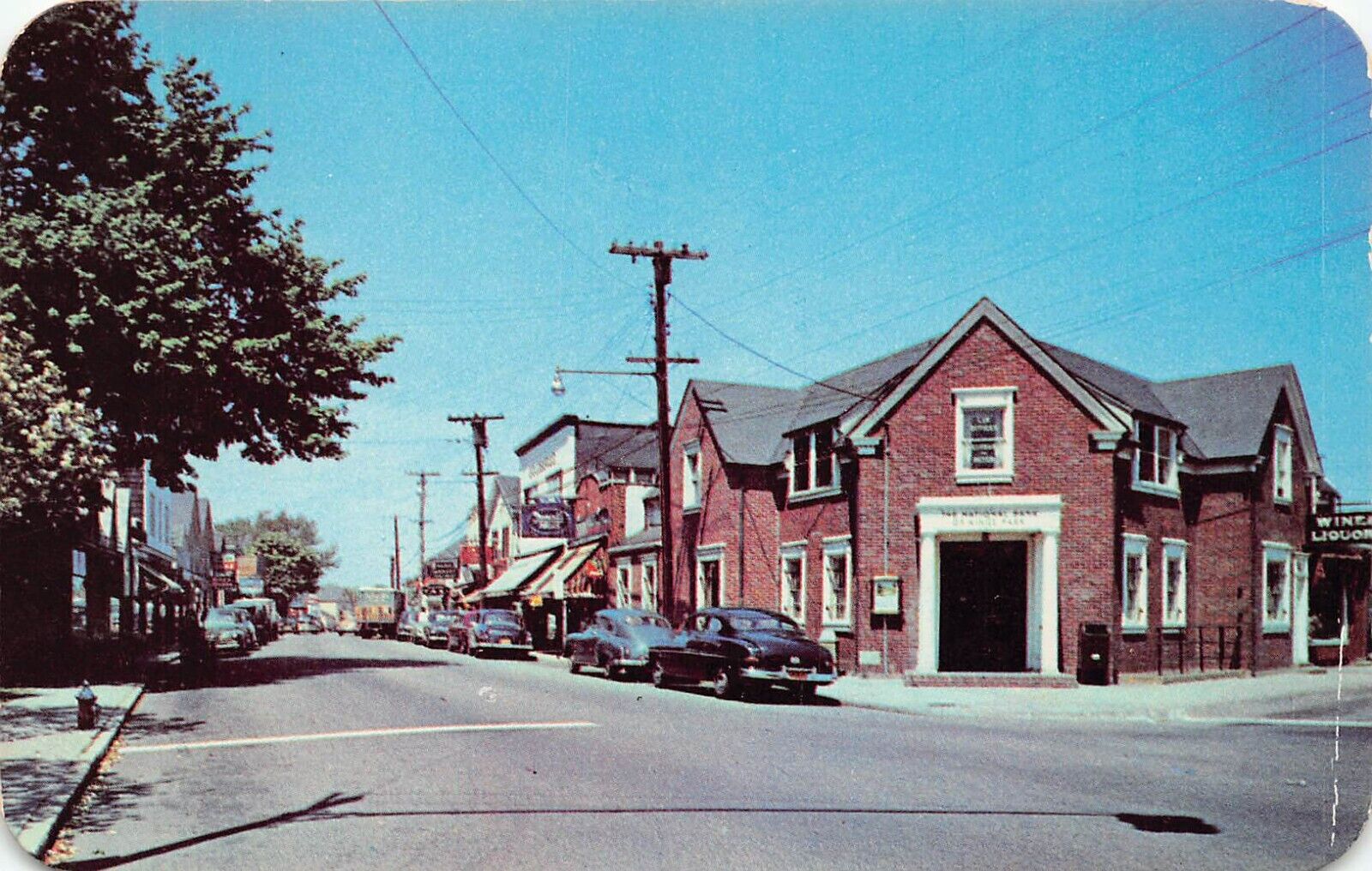 Kings Park Long Island Smithtown New York Main Street Downtown Vtg Postcard B7