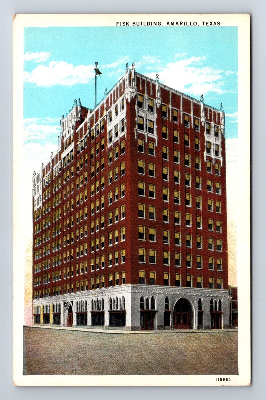 Amarillo TX-Texas, Fisk Building, Antique, Vintage PC Souvenir History Postcard