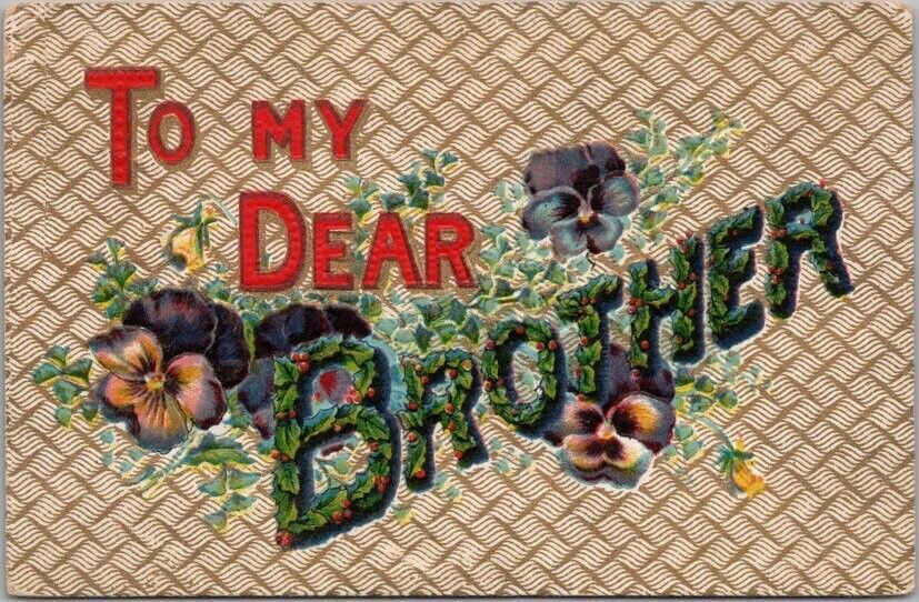 Vintage 1908 Large Letter Embossed Greetings Postcard \