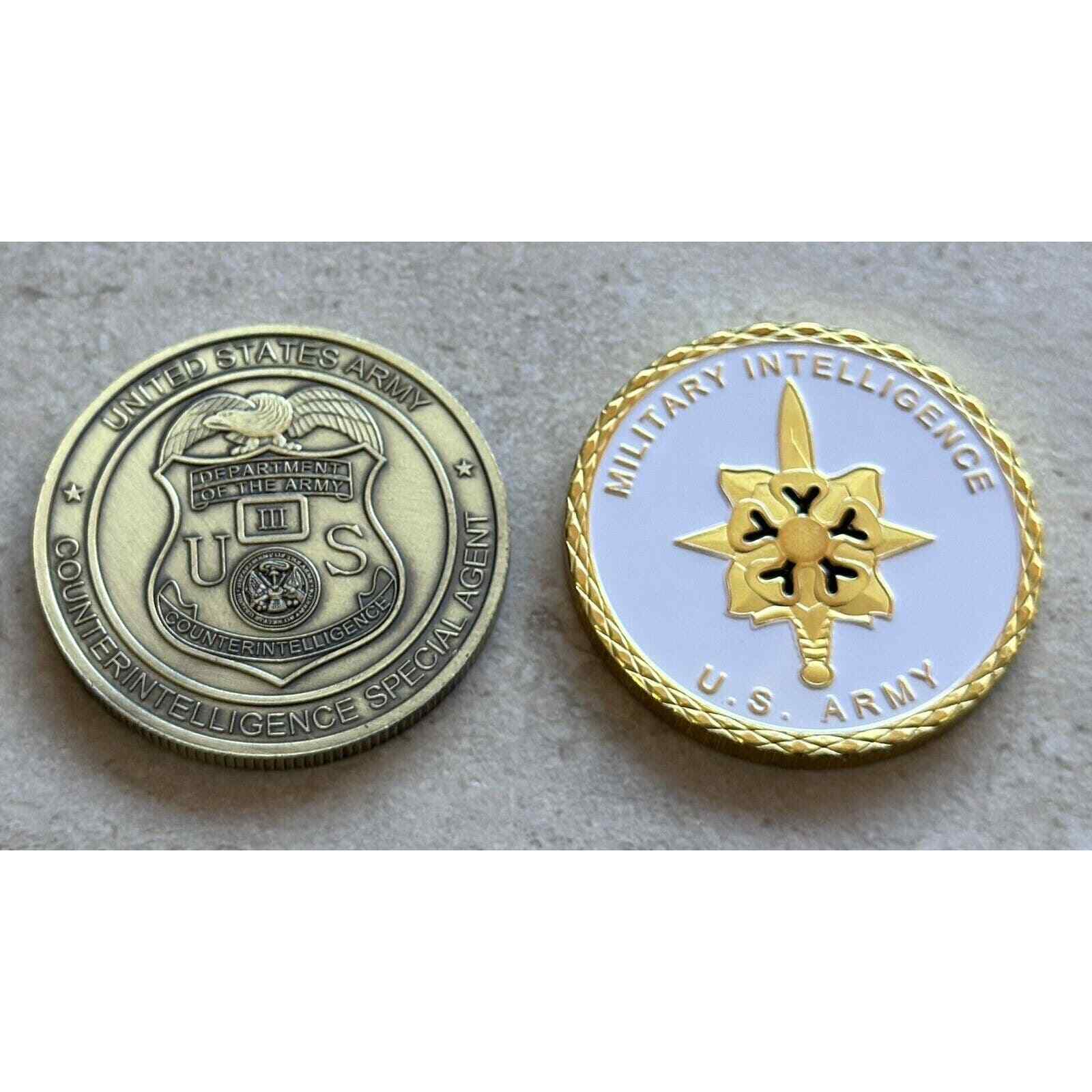 2pcs US Army Intelligence and Security Command MI Branch Military Challenge Coin