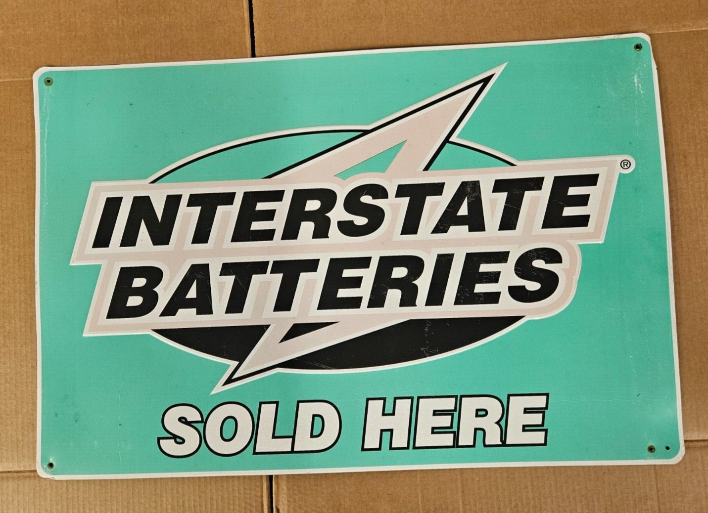 VINTAGE Interstate Batteries Sold Gas Sation Sign Service Center Advertiment Oil